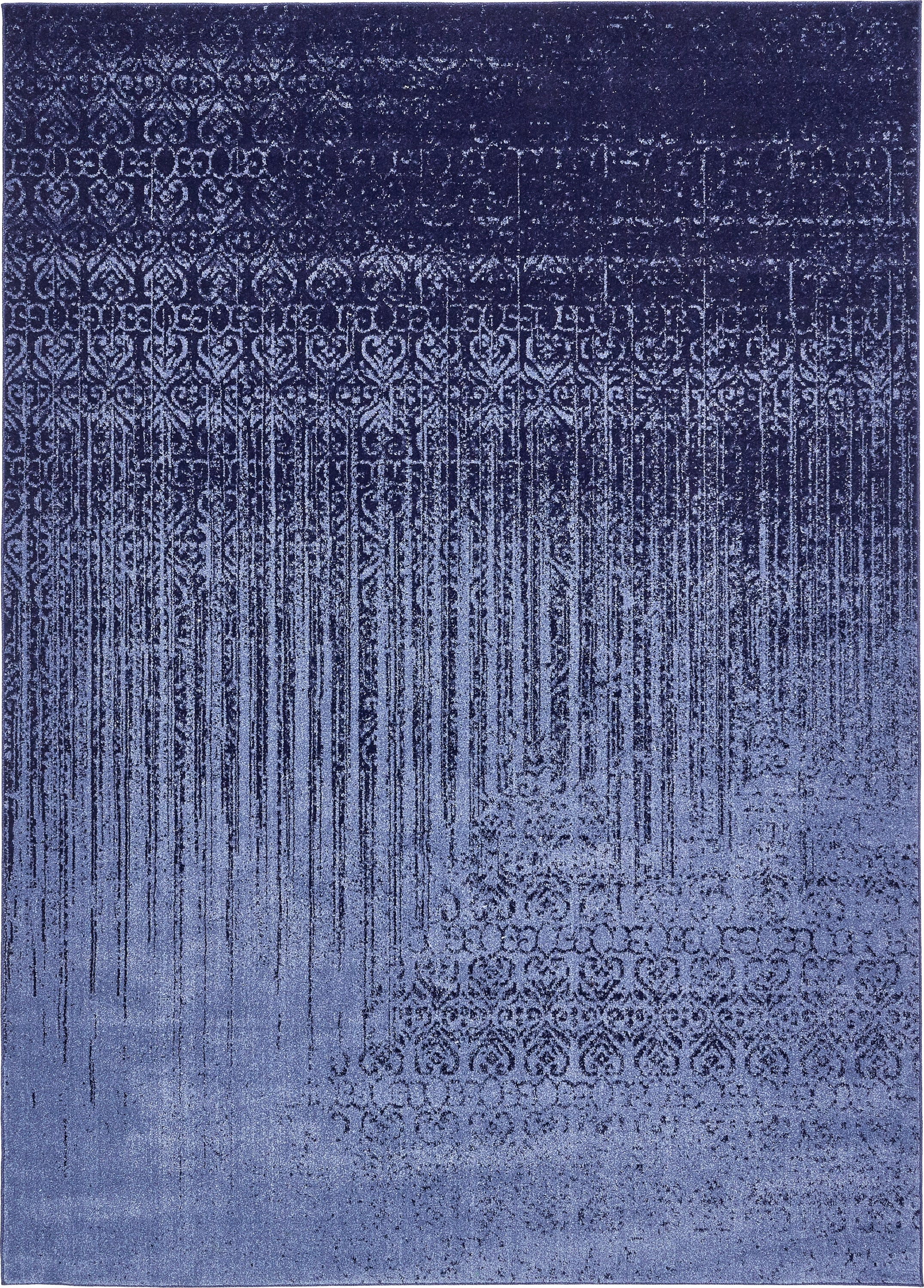Unique Loom 3133397 Jennifer Del Mar 8 x 11 (ft) Loomed Polypropylene Blue/Navy Blue Rectangular Indoor Stripe Industrial Area rug