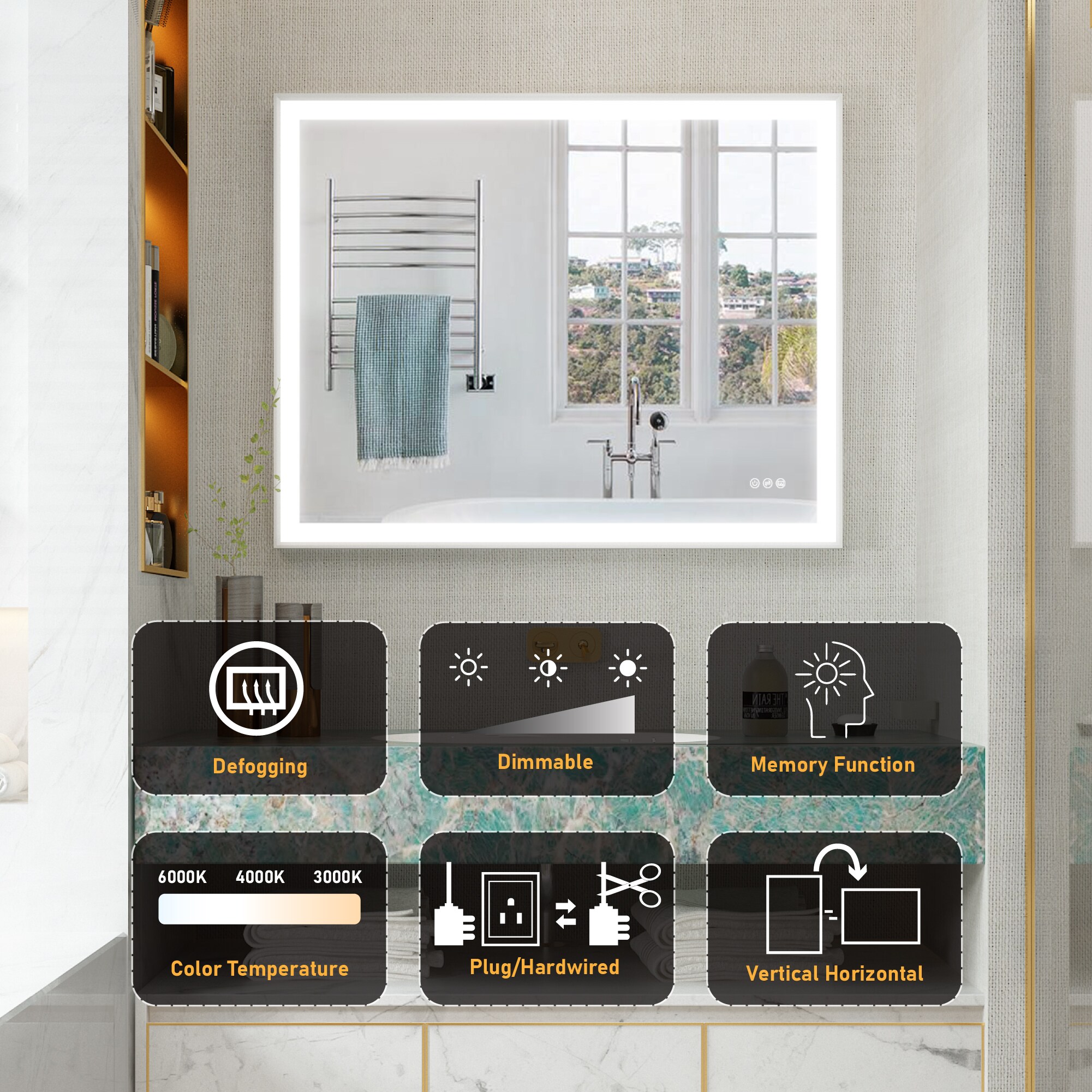 Forclover HE-33MK4836 Framed-Bath-Mirrors - View #4