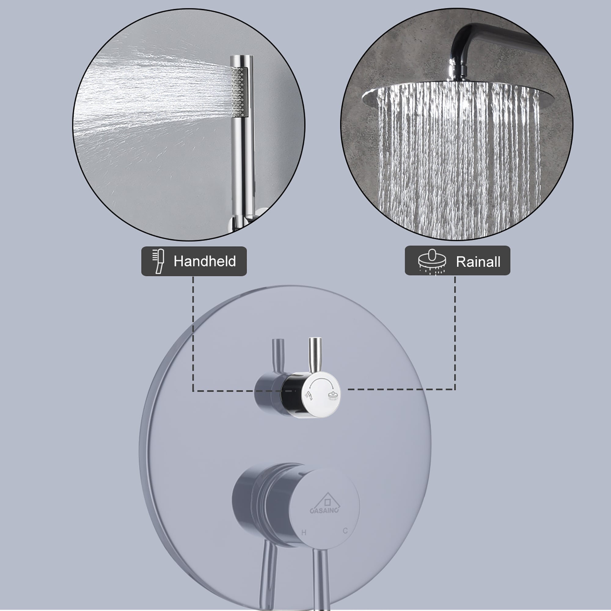 CASAINC M6610-A-10-CP Showerhead-Bar-Panels - View #8