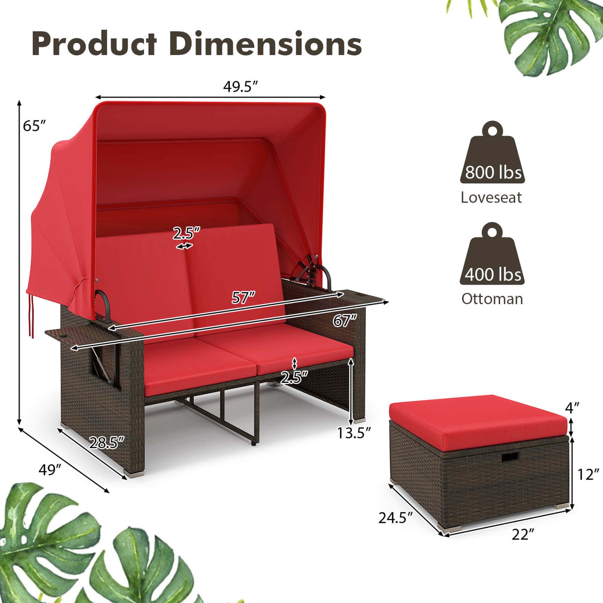 Costway HCST03796 Patio-Sofas-Daybeds - View #2