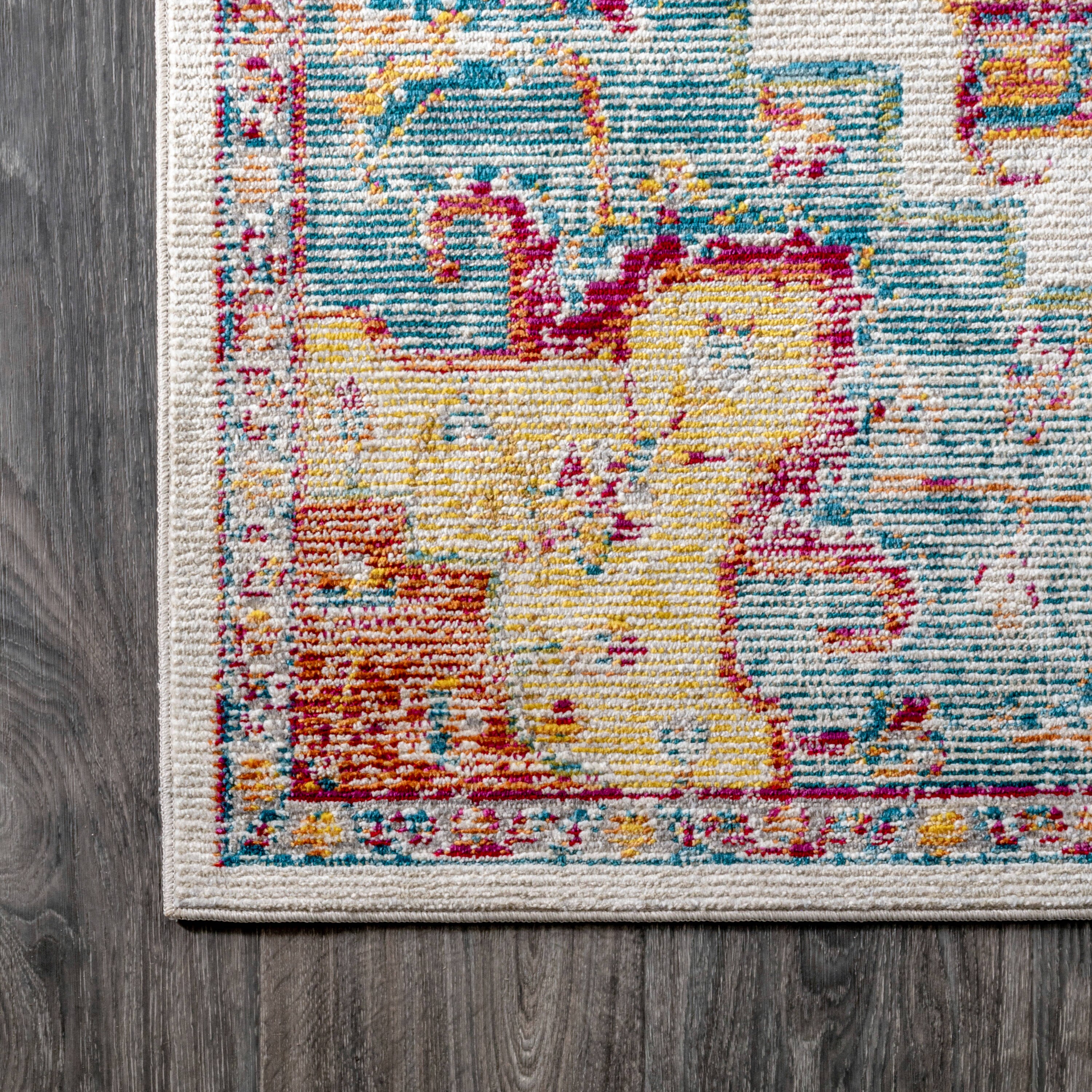 Zafra Vintage Medallion Blue and Coral 5' x 8' Area Rug