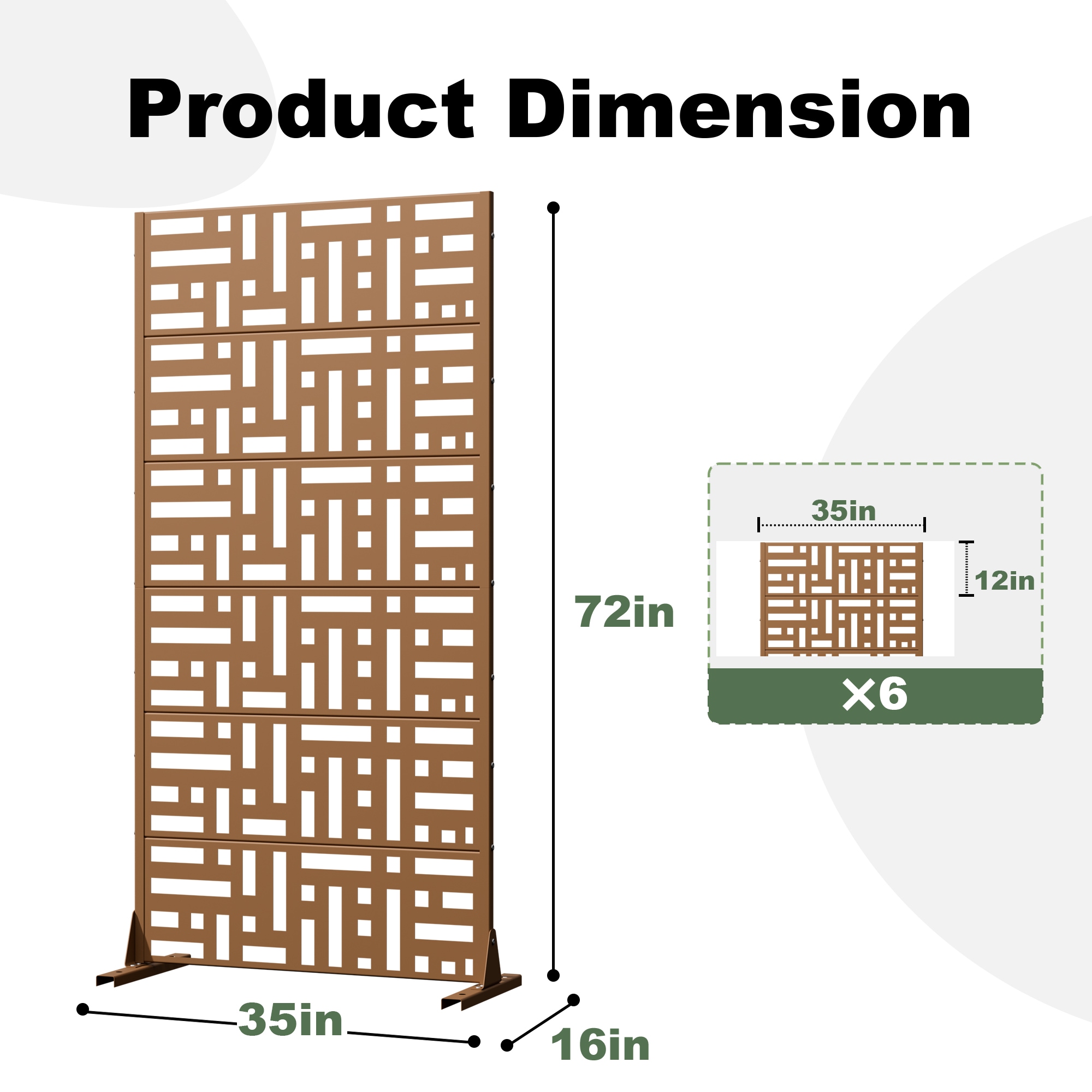 Dovelina 72-in H x 35-in W x 16-in D Metal Outdoor Garden Privacy ...