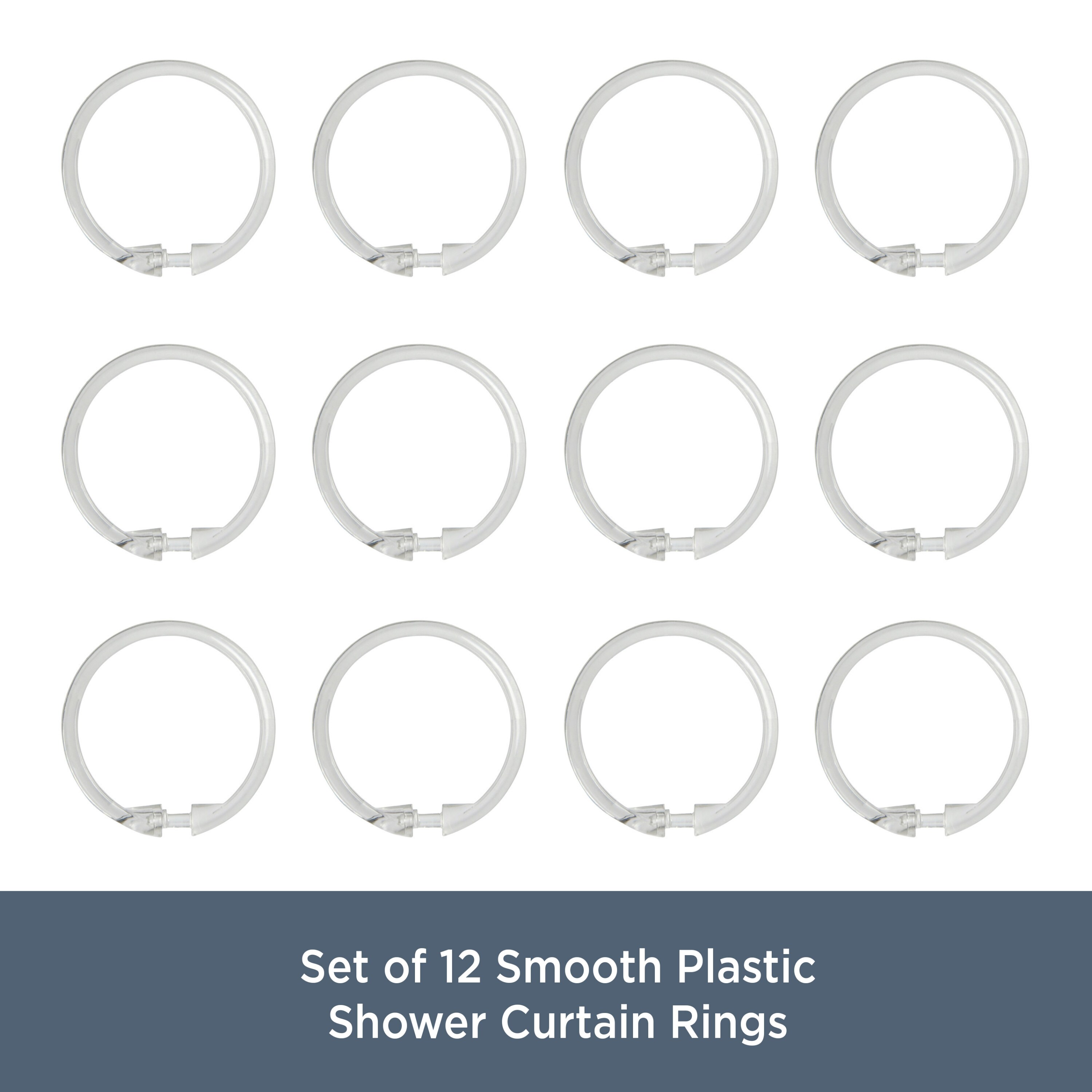 Style Selections Clear Plastic Single Shower Curtain Rings (12-Pack)