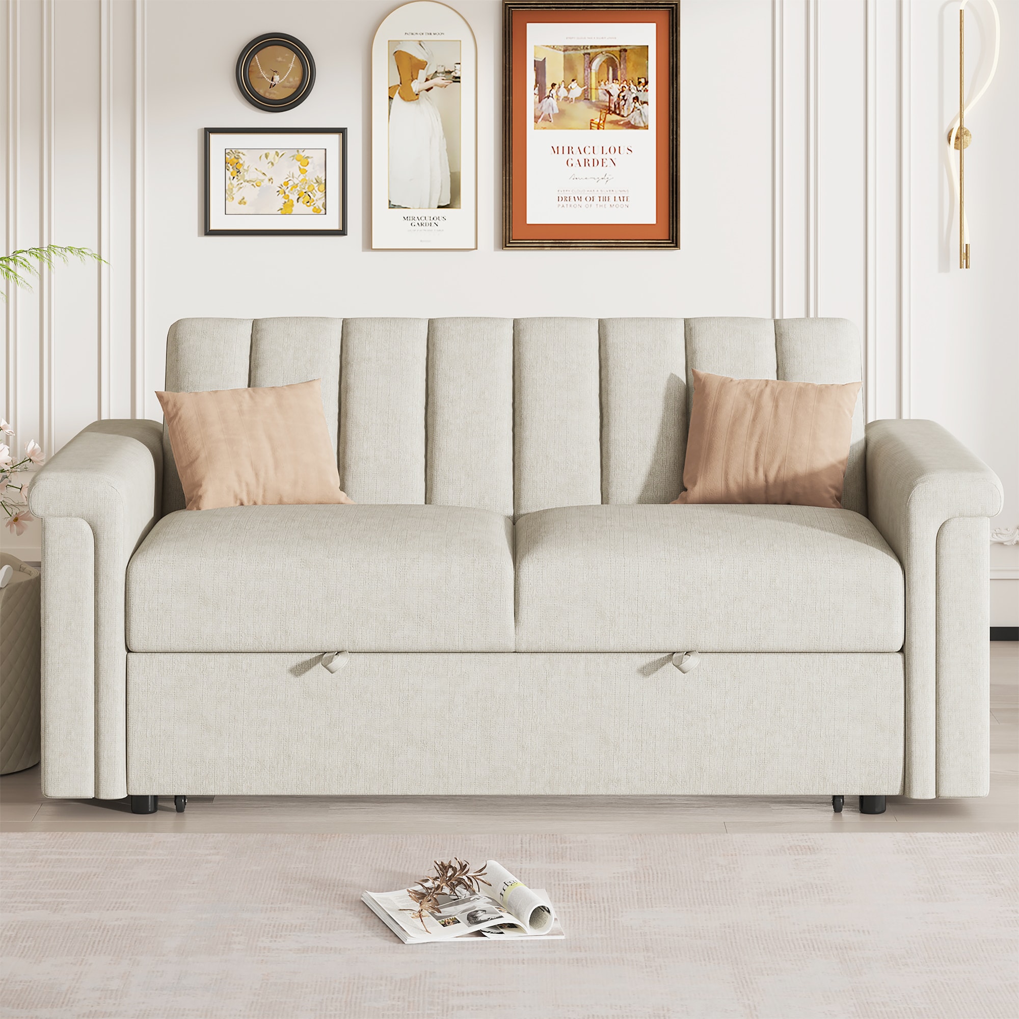 ModernLuxe WY000426AAA Convertible Soft Cushion Sofa Pull Bed for Two People to Sit On