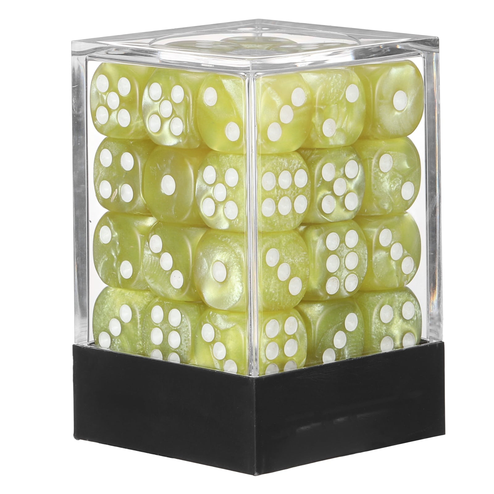Unique Bargains 12mm Polyhedral Dice Square Acrylic 6 Sided Pearl Pattern Dice with Plastic Box Perfect for Board Games Table Game and Classroom Teaching (Yellow 36pcs)