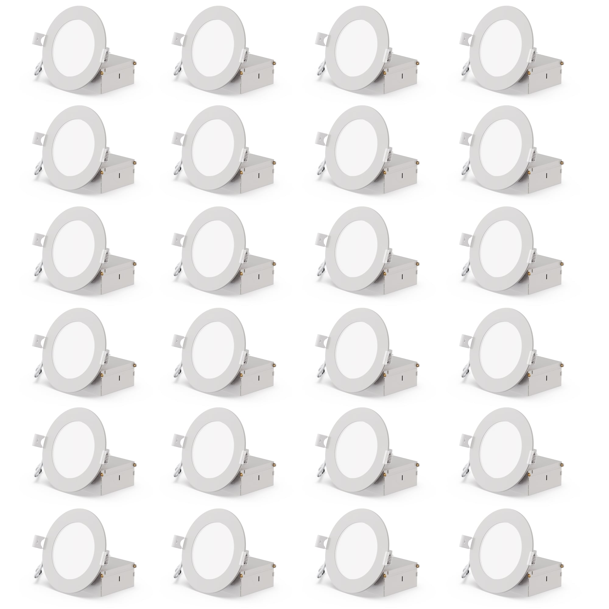 Infibrite IB-001-8-9W-HL-24PK Elite White 4-in 750 -Lumens Switchable Round Dimmable LED Canless Wet rated Recessed Downlight 24 -Pack