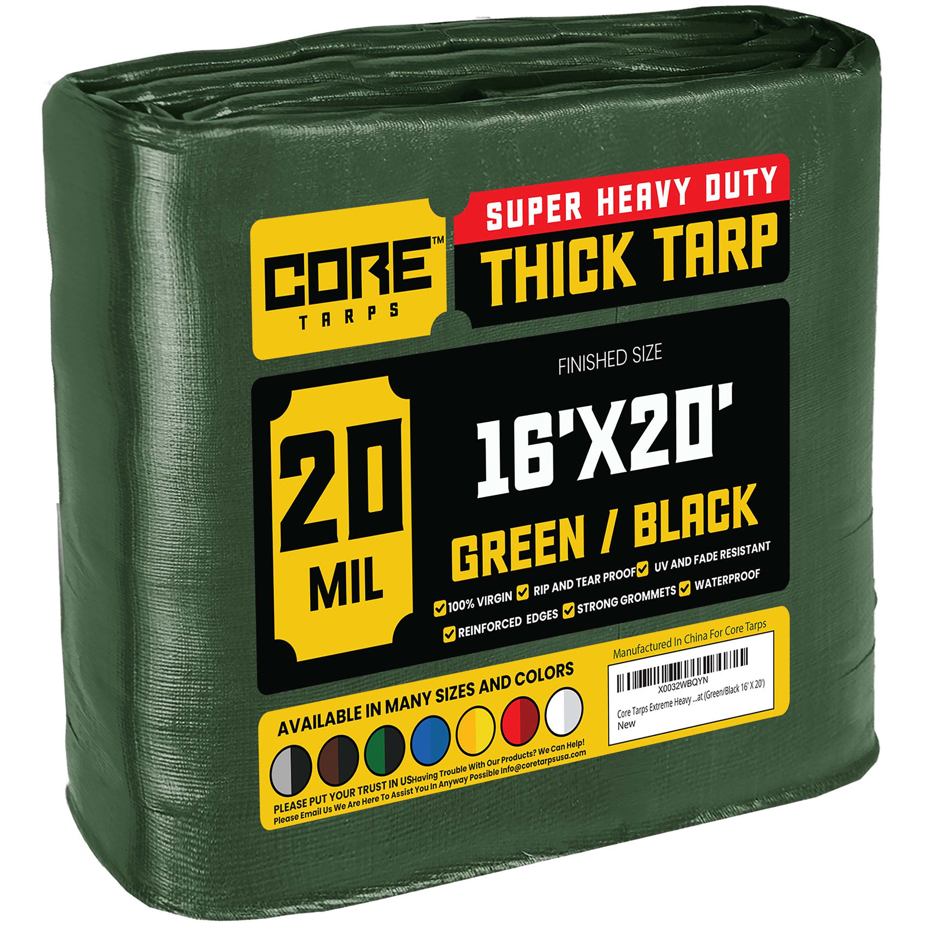 Core Tarps 16 Ft X 20 Ft Green Waterproof Commercial Polyethylene 20 Mil Tarp In The Tarps 2531