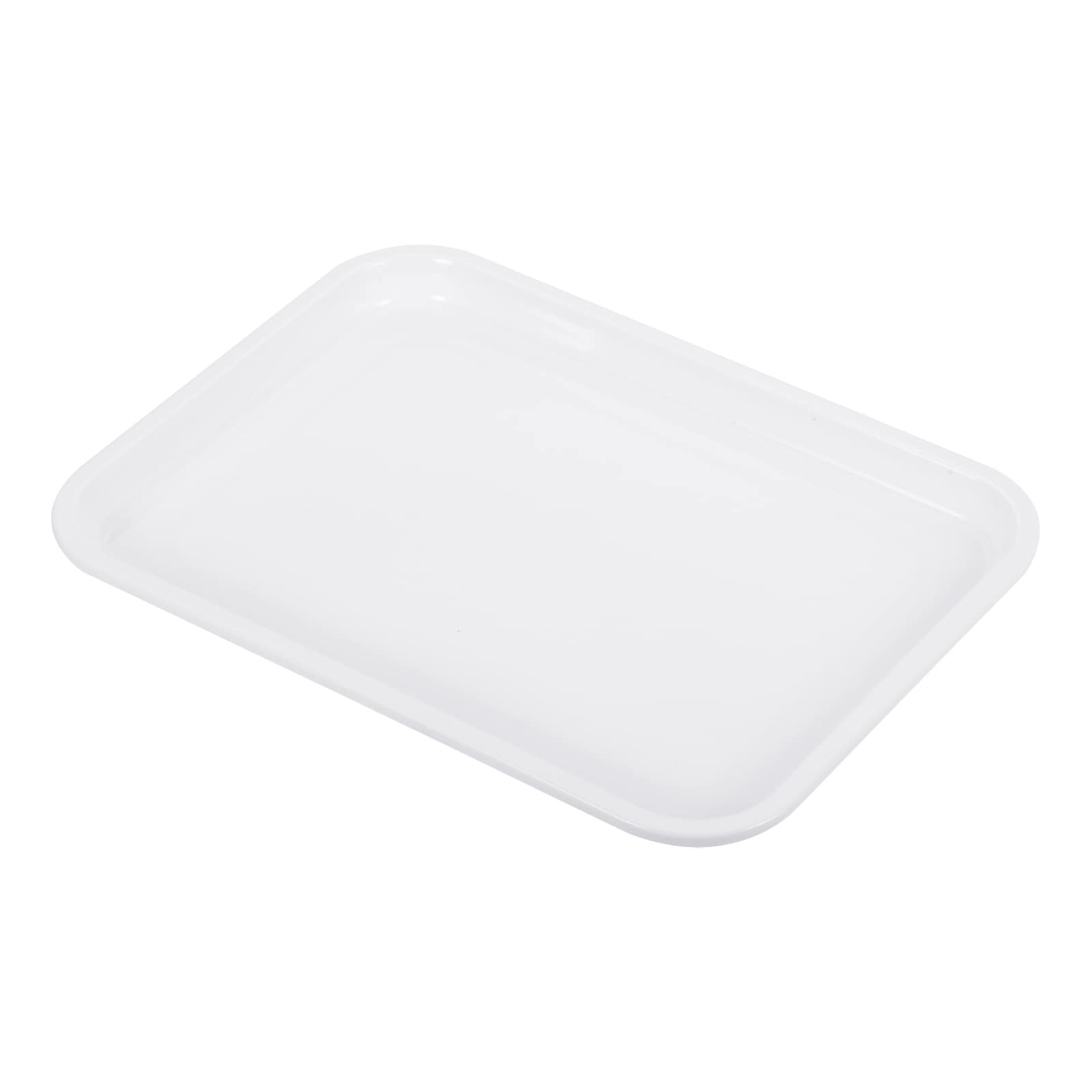 PATIKIL 9.4x7 Inch Fast Food Tray Plastic Serving Tray Reusable Multi-Purpose Rectangle Tray for Cafeteria Restaurant Home Kitchen White