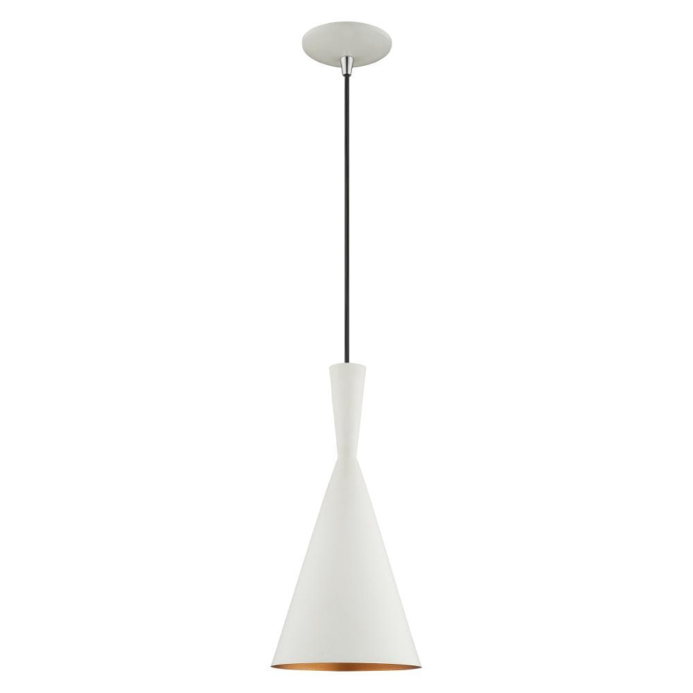 Mini Dual-Cone Pendant Light in White with Gold Interior Finish