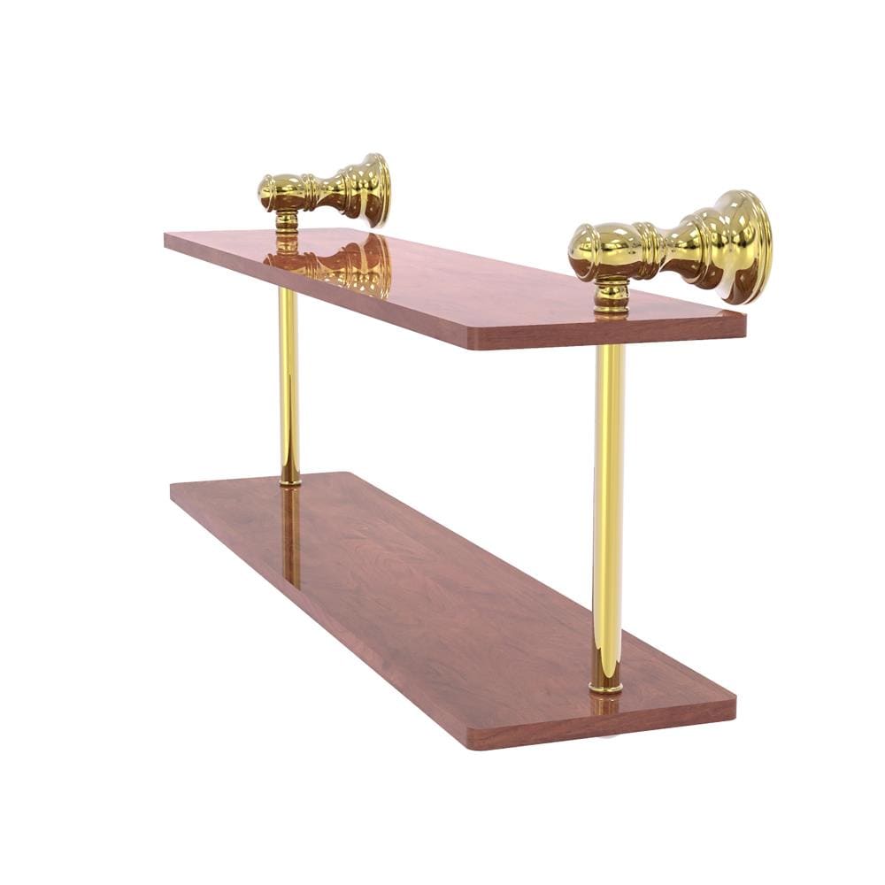 Allied Brass CL-2-16-IRW-UNL Carolina Unlacquered Brass 2 -Tier Wall mount Bathroom Shelf ( 16-in x 9.2-in x 5-in )