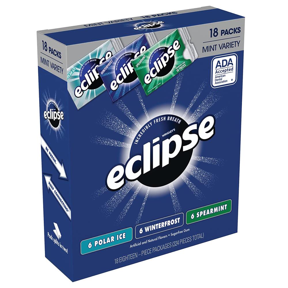Eclipse Mint Gum Variety, 18 Pack - Assorted Sugar Free Chewing Gum - Polar  Ice, Spearmint, Winterfrost - Fresh Breath in Shareable Packs in the Snacks  & Candy department at