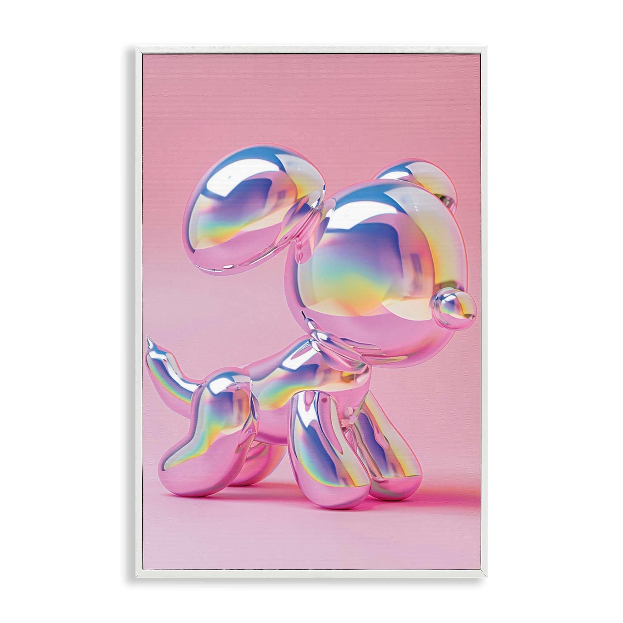 Stupell Industries BT-673-WFR-16X24 Pink and  Iridescent Trendy Dog Framed Giclee design by LSR Design Studio