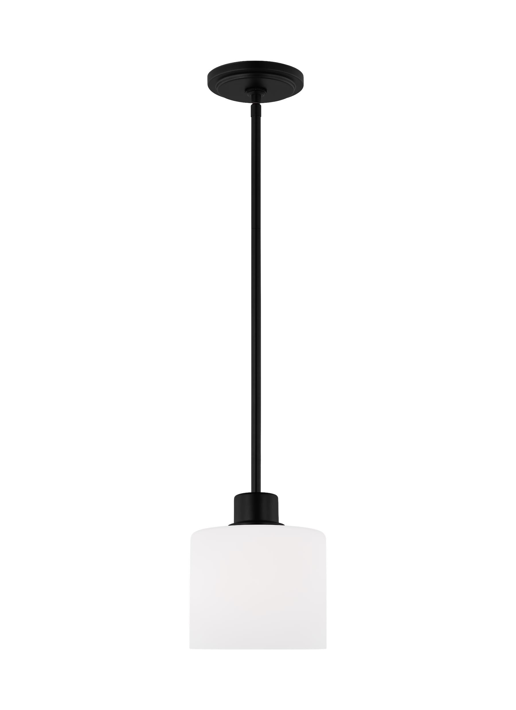 Generation Lighting 6128801EN3-112 Canfield 1 -Light Midnight Black Modern/contemporary Etched glass Globe Mini Hanging Pendant light