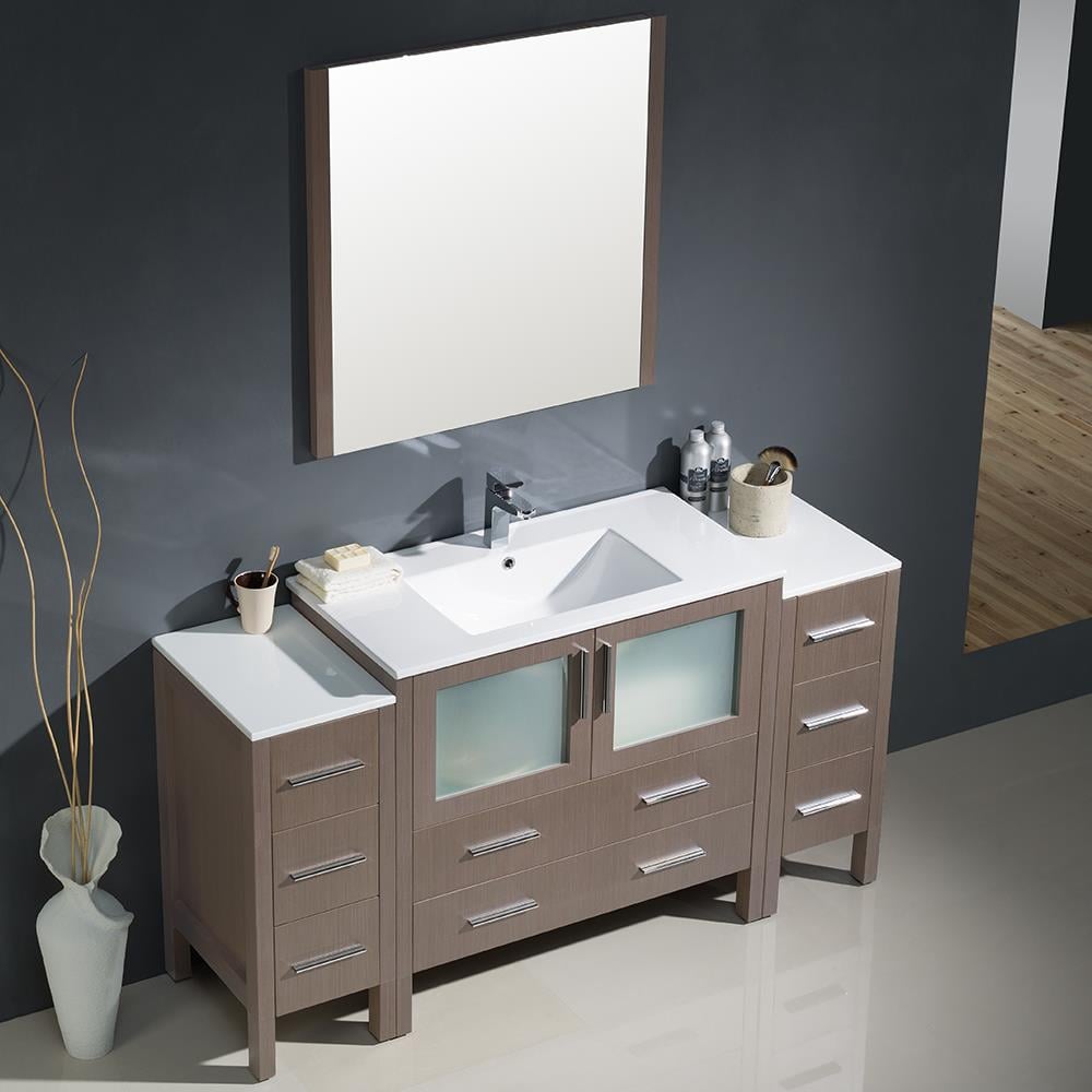 Fresca Torino 60-in Gray Oak Single Sink Bathroom Vanity with White ...