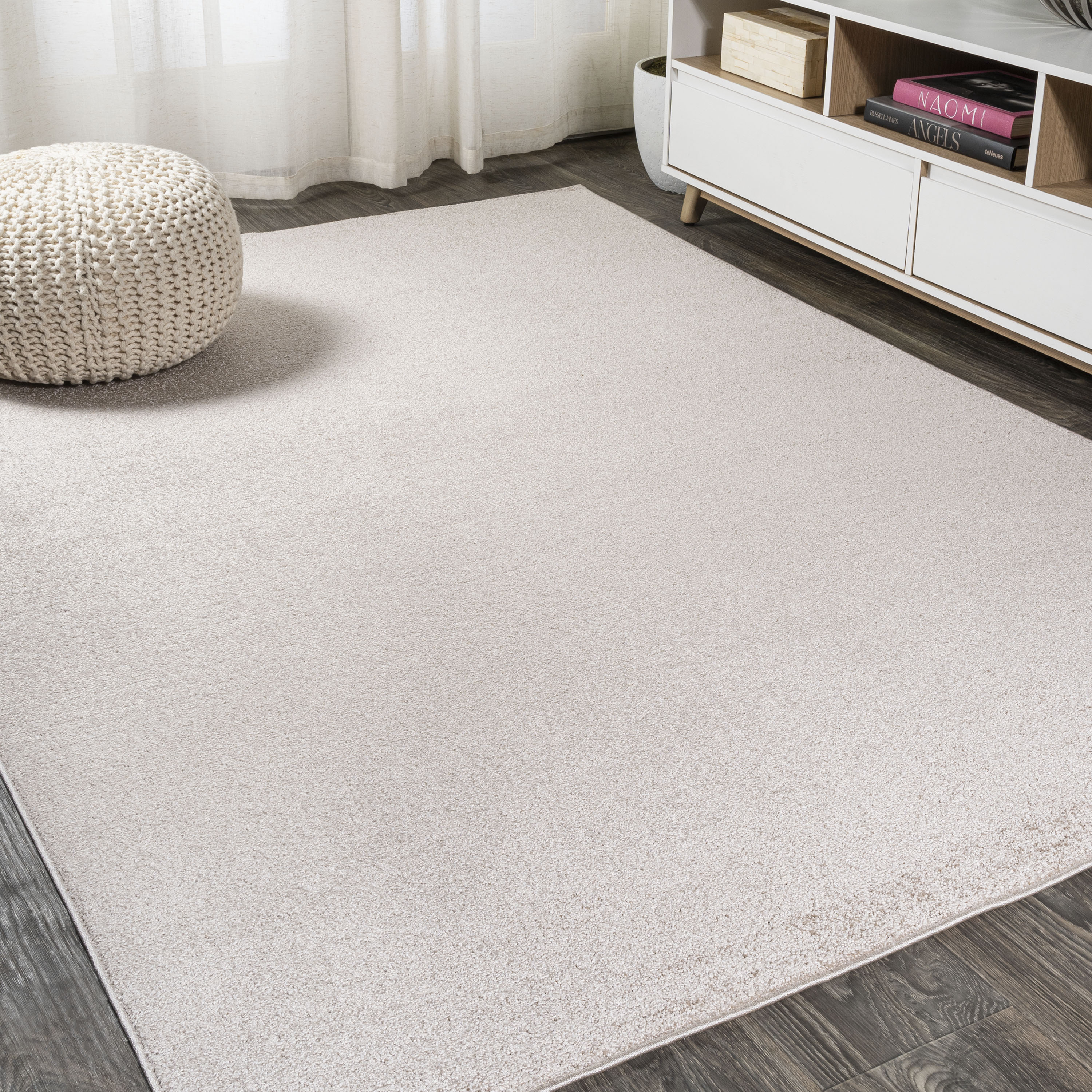JONATHAN  Y SEU100G-6 SUPERSOFT Haze Solid Low-Pile 6 x 9 (ft) Loomed Polypropylene Beige Rectangular Indoor Solid Coastal Area rug