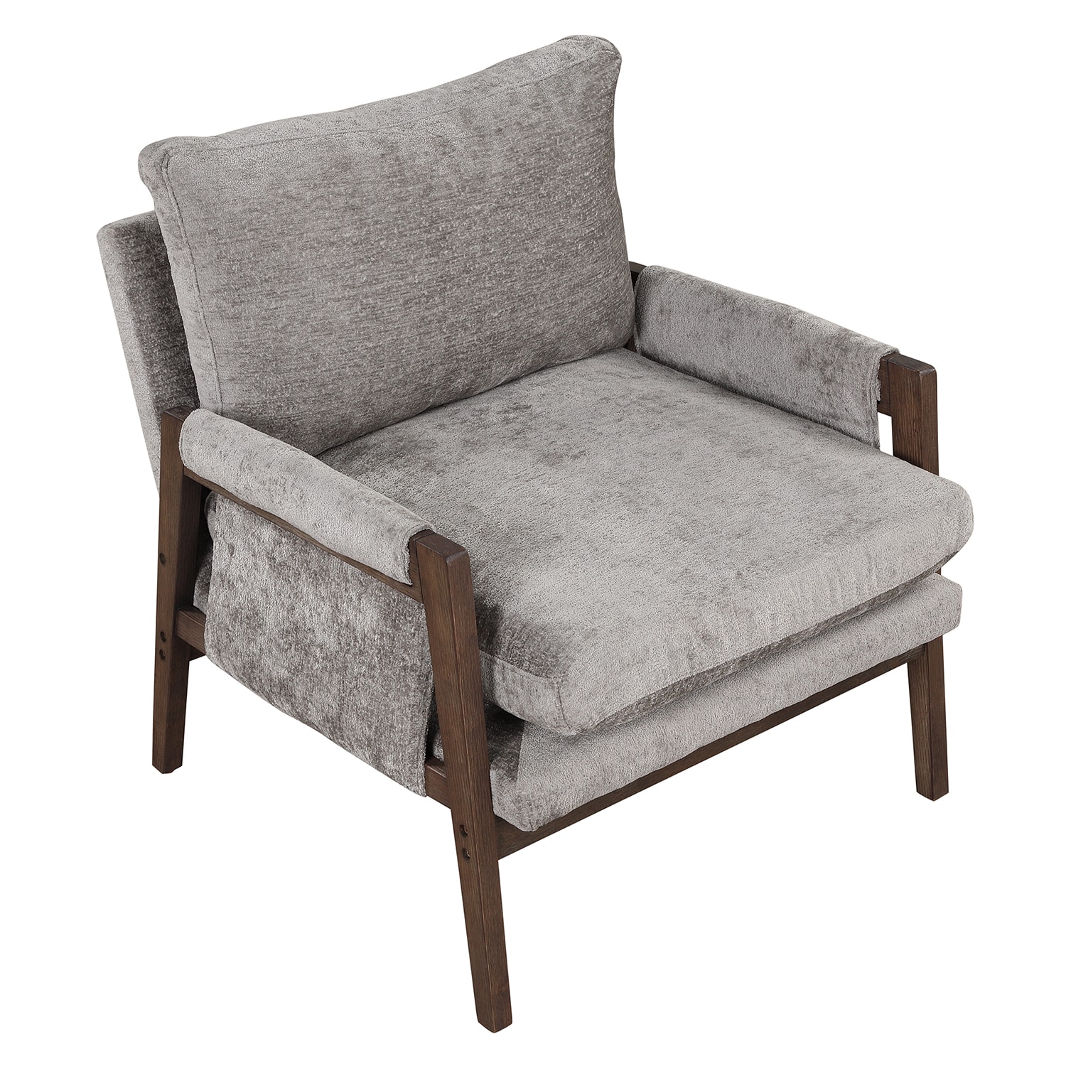 Bybafun YA3700184 Midcentury Gray Velvet Accent Chair