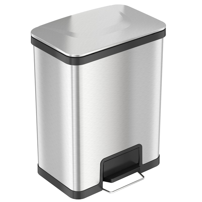 Halo 13-Gallons Stainless Steel Kitchen Trash Can with Lid Indoor in the  Trash Cans department at