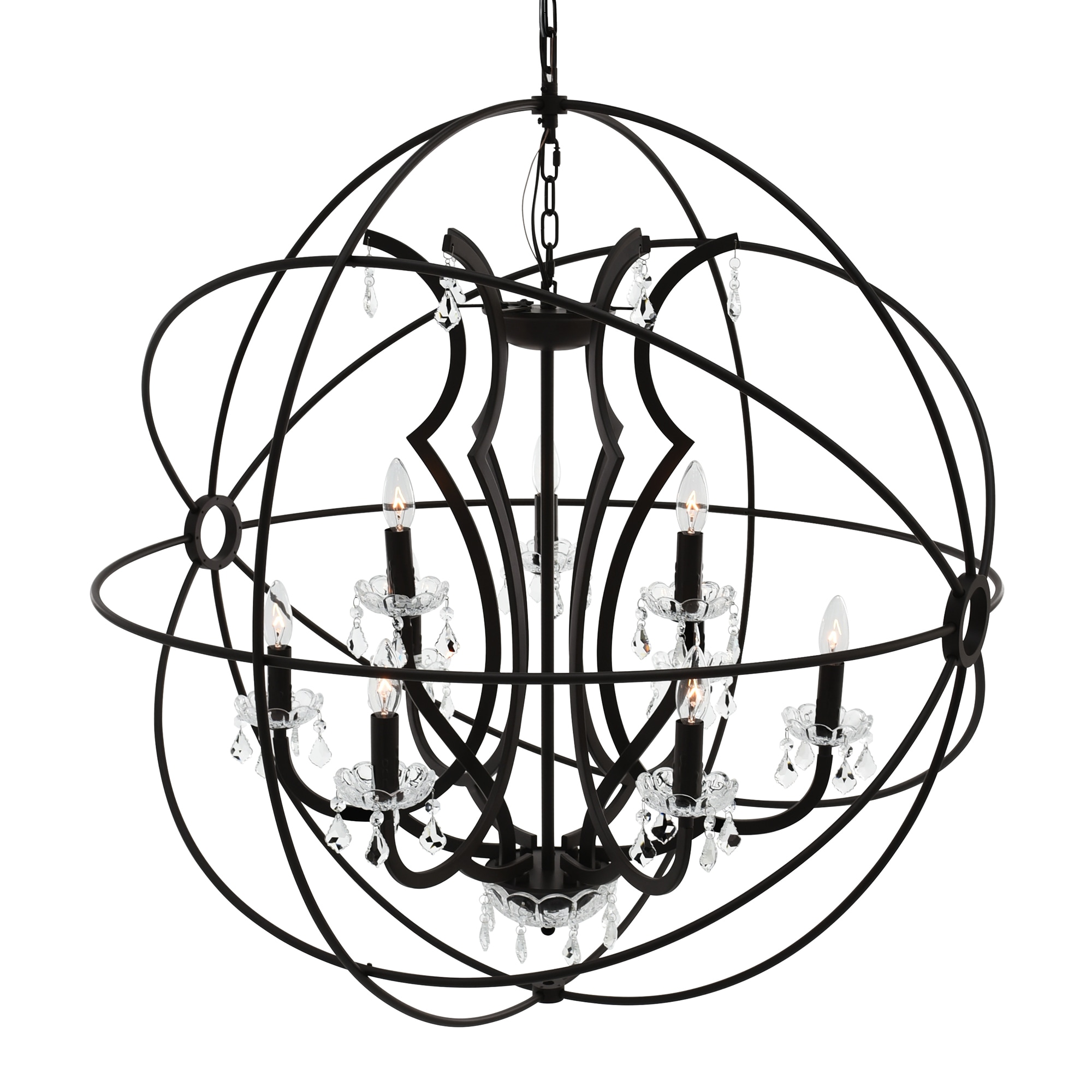 Campechia 9-Light Brown Metal and Crystal Chandelier