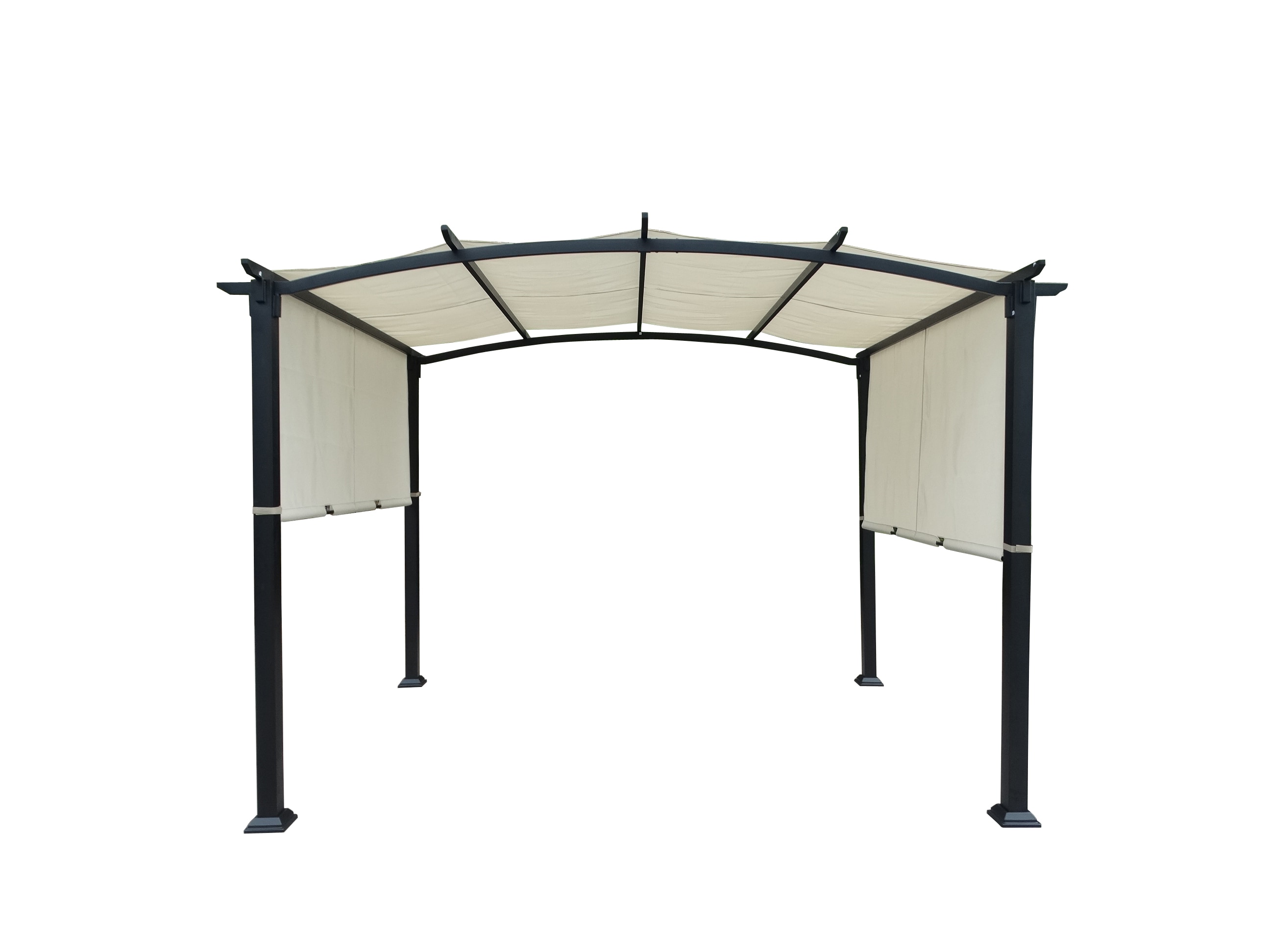 Style Selections TPPER97023 8-ft W x 10-ft L x 7-ft 8-in H Black frame, creamy white canopy Metal Freestanding Pergola with Canopy