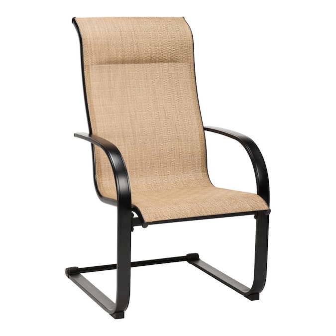 Garden Treasures Pelham Bay Set Of 6 Black Metal Frame Spring Motion Dining Chair S With Tan Sling Seat In The Patio Chairs Department At Com - Pelican Bay Patio Furniture