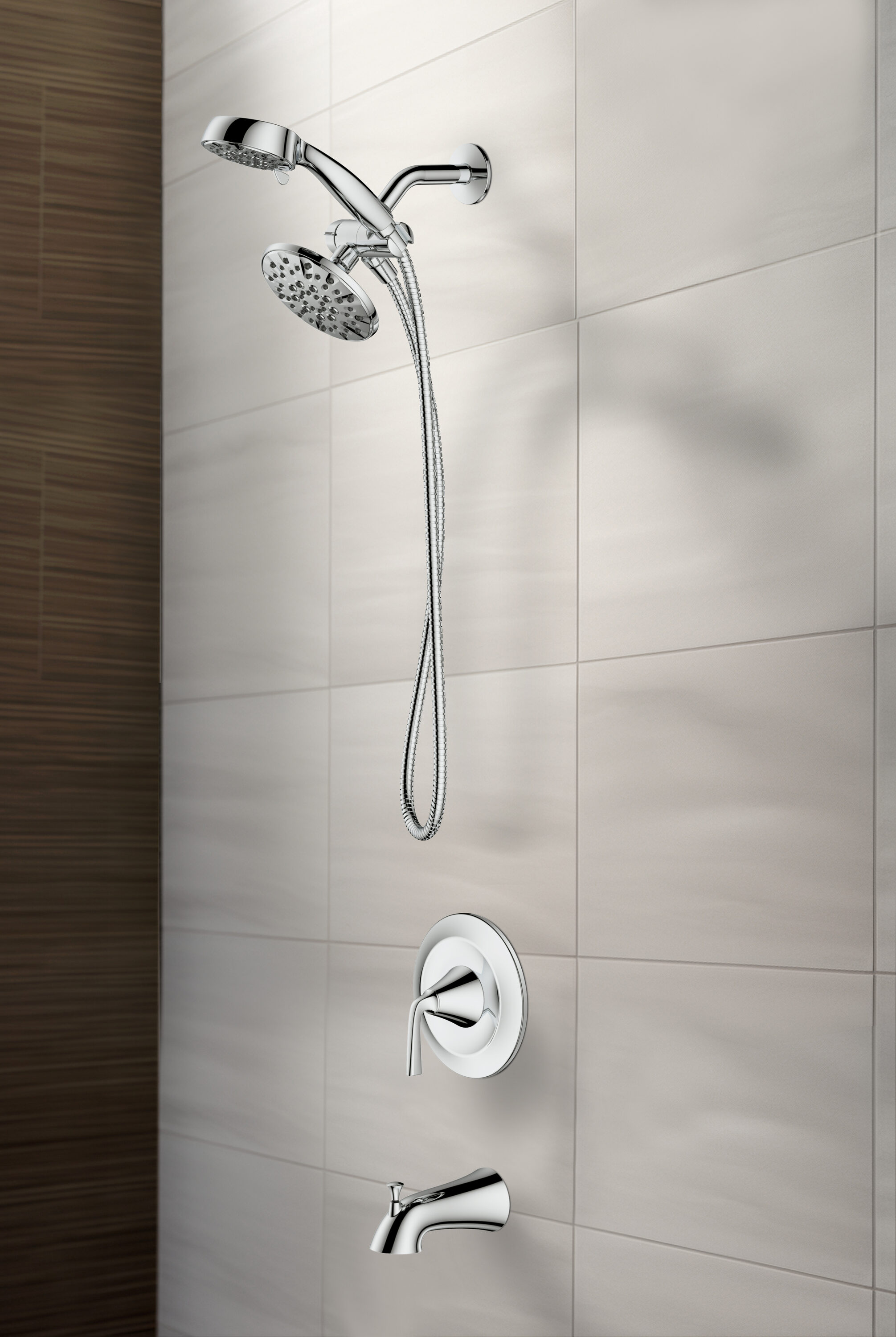 allen + roth 873X-1E01 Mullen Polished Chrome 1-handle Multi-function 5.5-in Round Shower Faucet with Valve