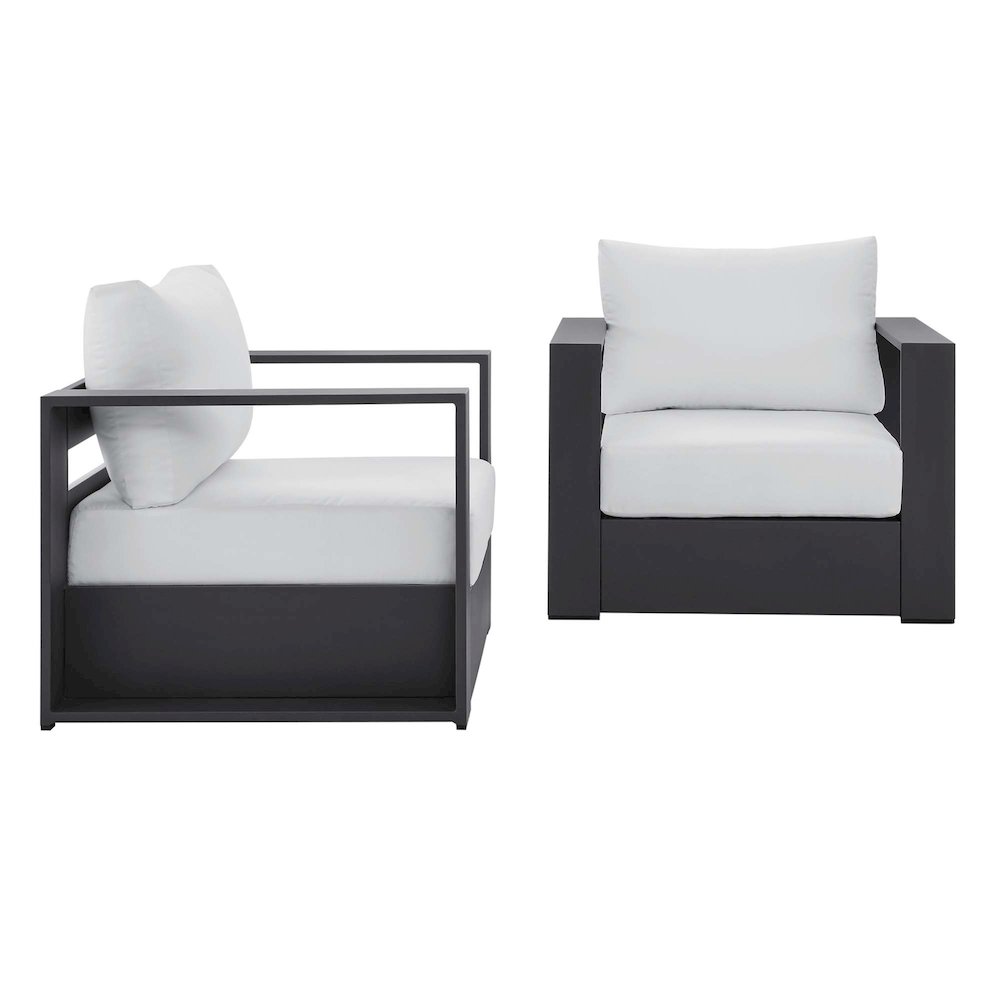 Modway EEI-5751-GRY-WHI Tahoe 2-Piece Outdoor Patio Powder-Coated Aluminum Armchair Set