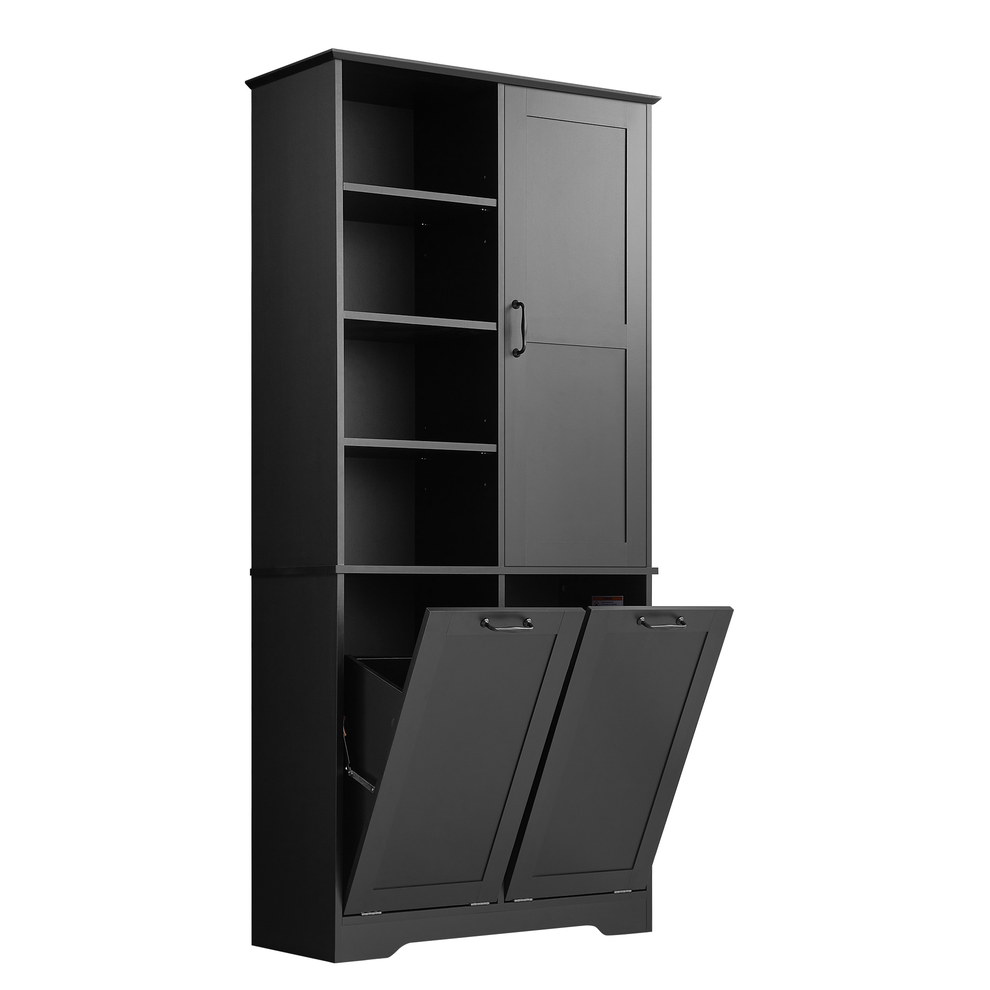 Hrinhom BA11-BLACK Unassembled 31-in x 68-in x 14-in Black Freestanding Linen Cabinet