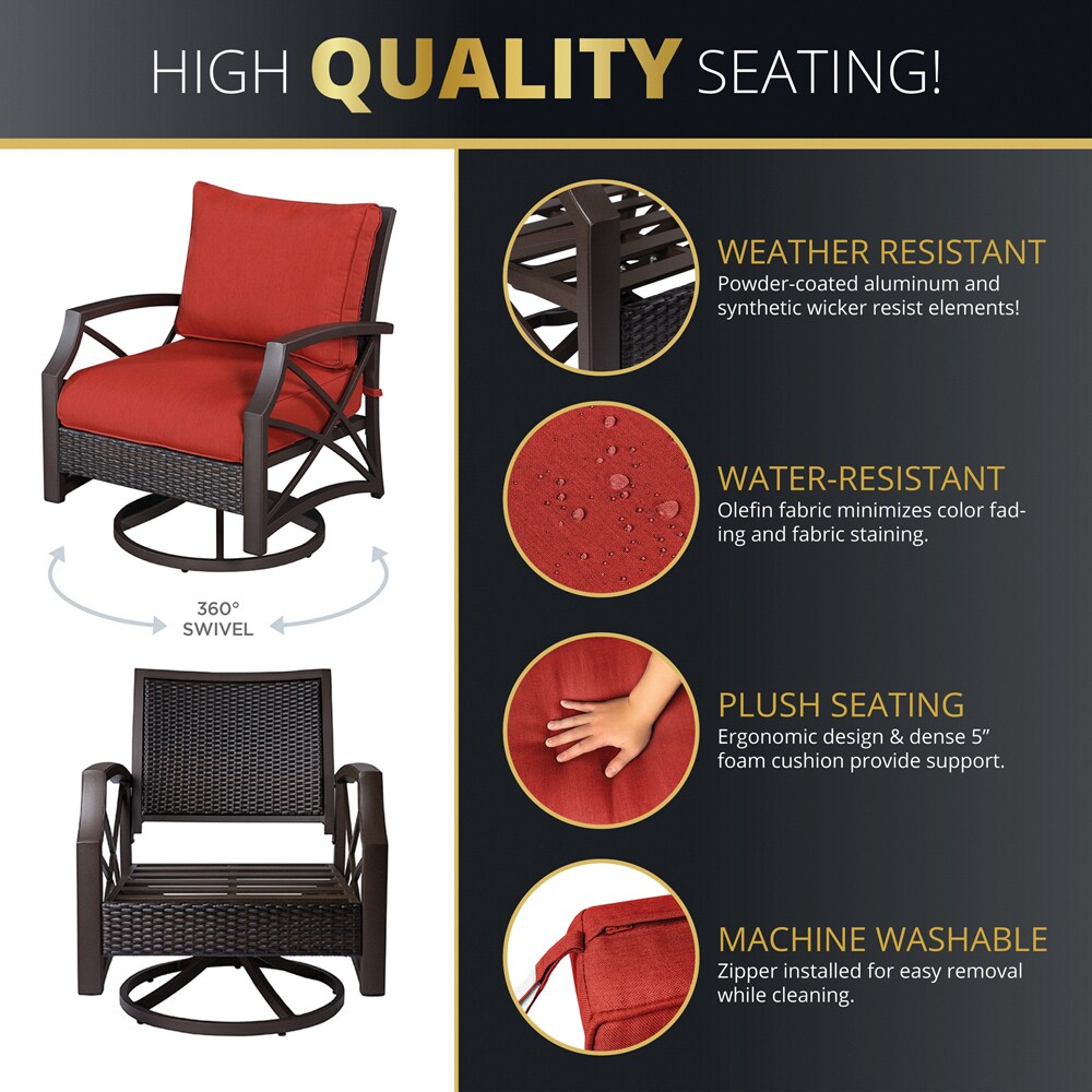 Kinger Home FP-001TBRN-SET-RED Patio-Conversation-Sets - View #6
