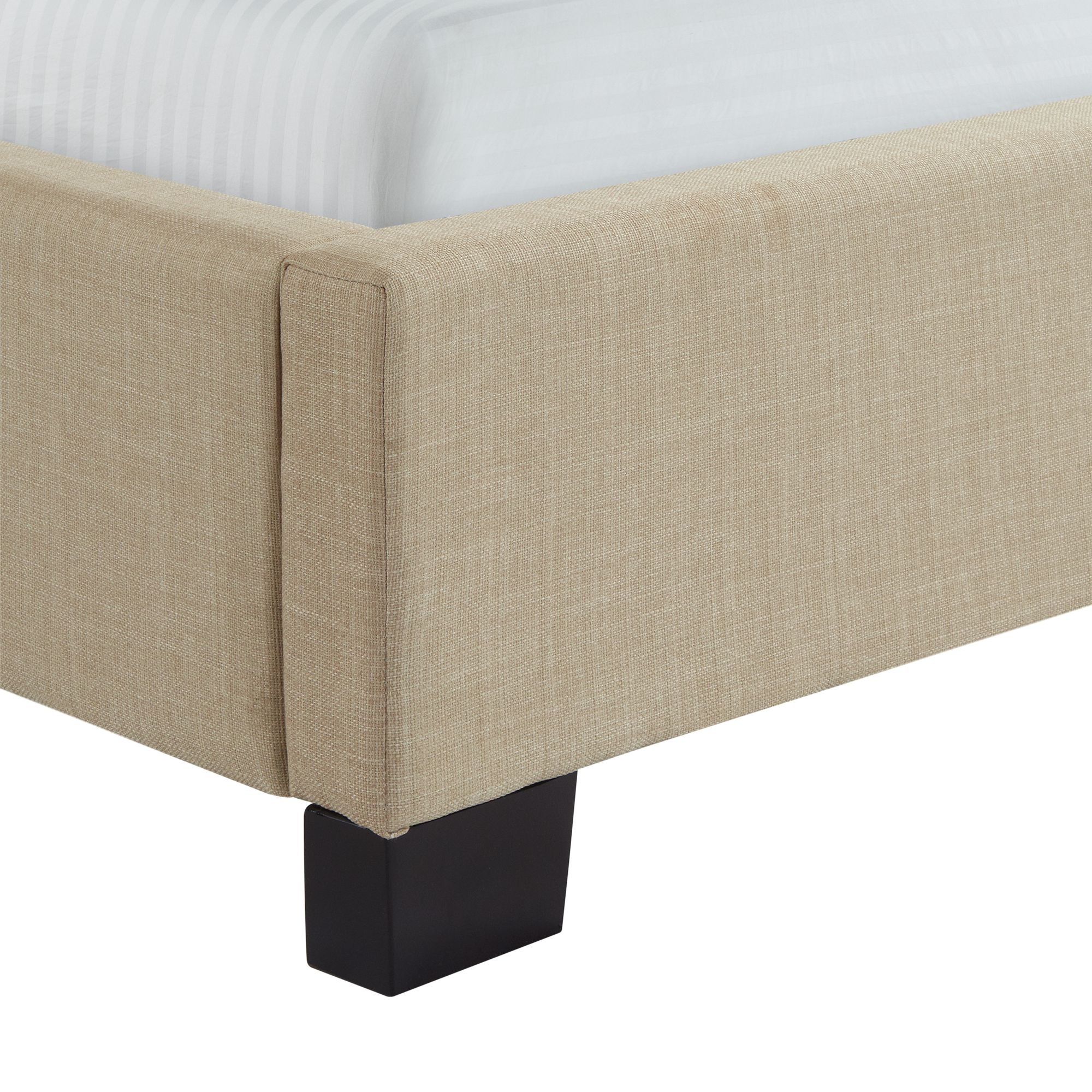 Elegant Queen-Sized Brown Wood Frame Upholstered Bed with Tufted Headboard