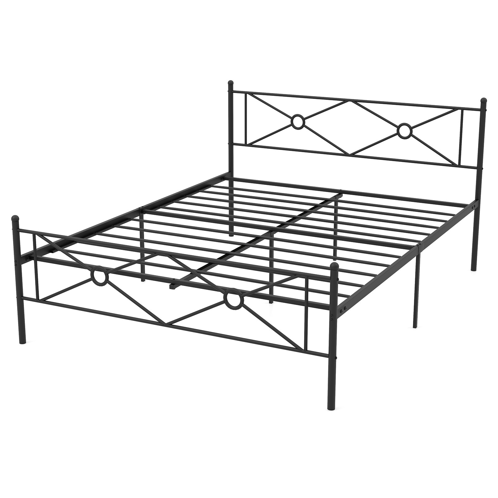 Iseryn - Queen Black Metal Bed Frame with Headboard