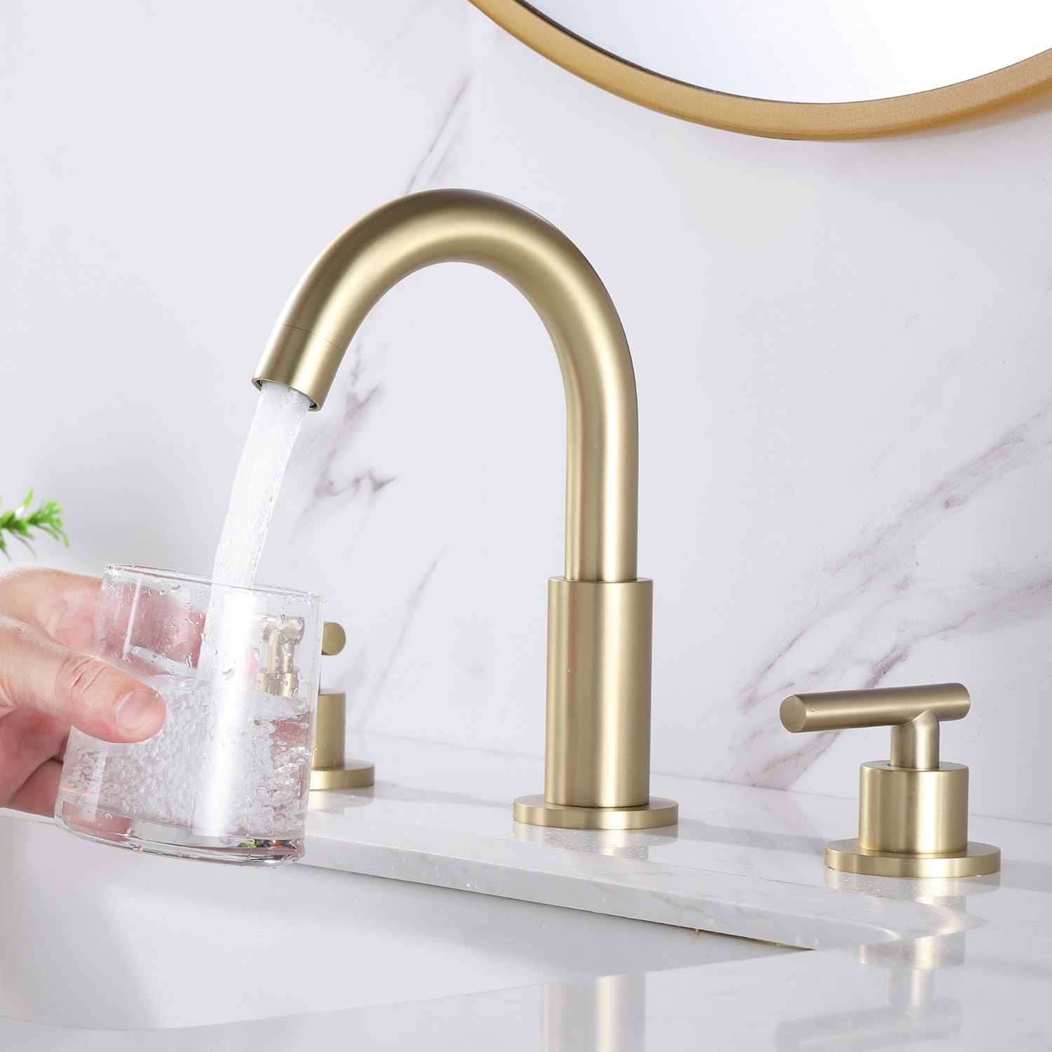 Cobbe Brushed Gold Widespread 2-Handle Bathroom Sink Faucet in the ...