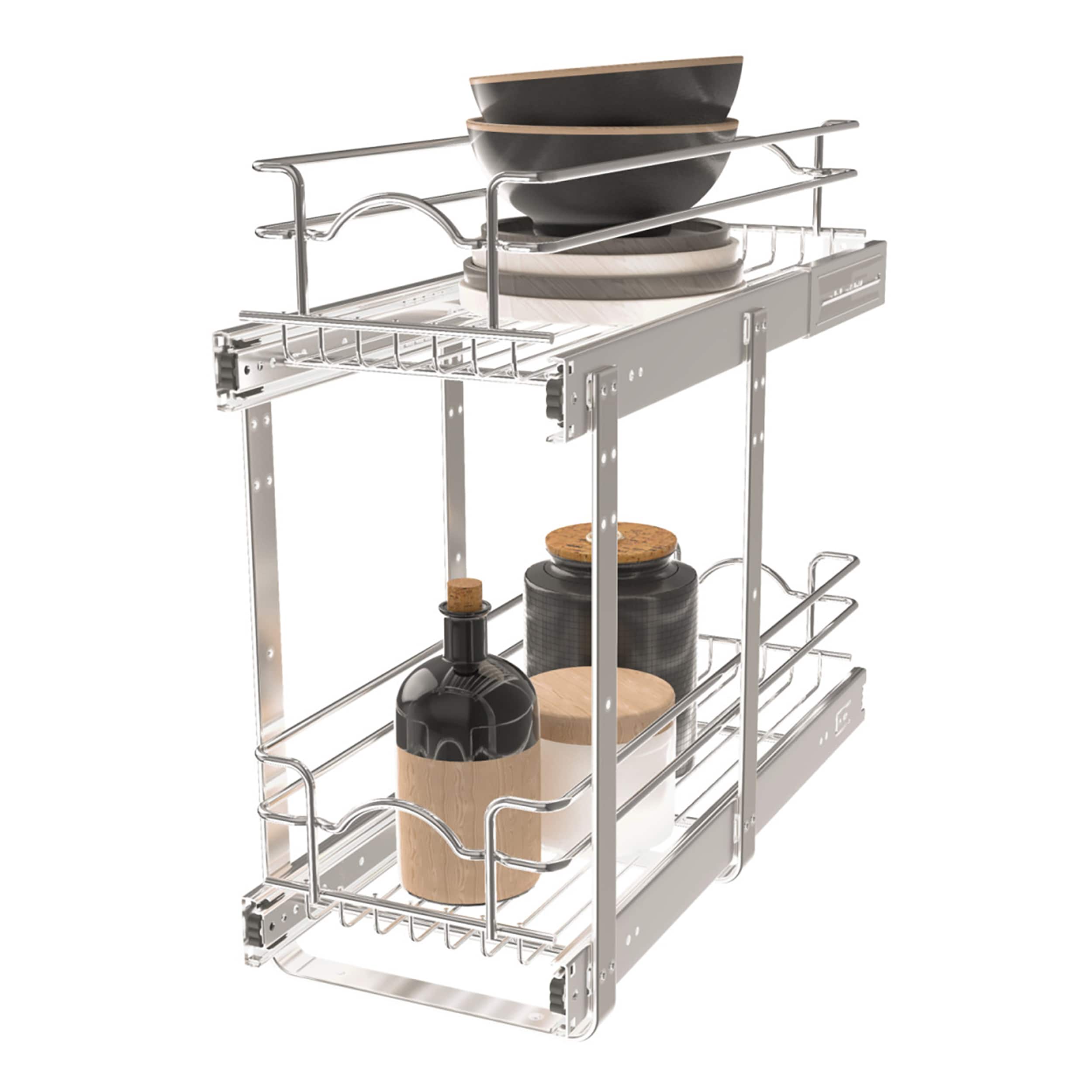 Rev-A-Shelf 176692 2 Tier Kitchen Cabinet Pullout Shelf and Drawer Organizer Slide Out Pantry Storage Basket in Multiple Sizes 9 x 22 In 5WB2 0922CR 1
