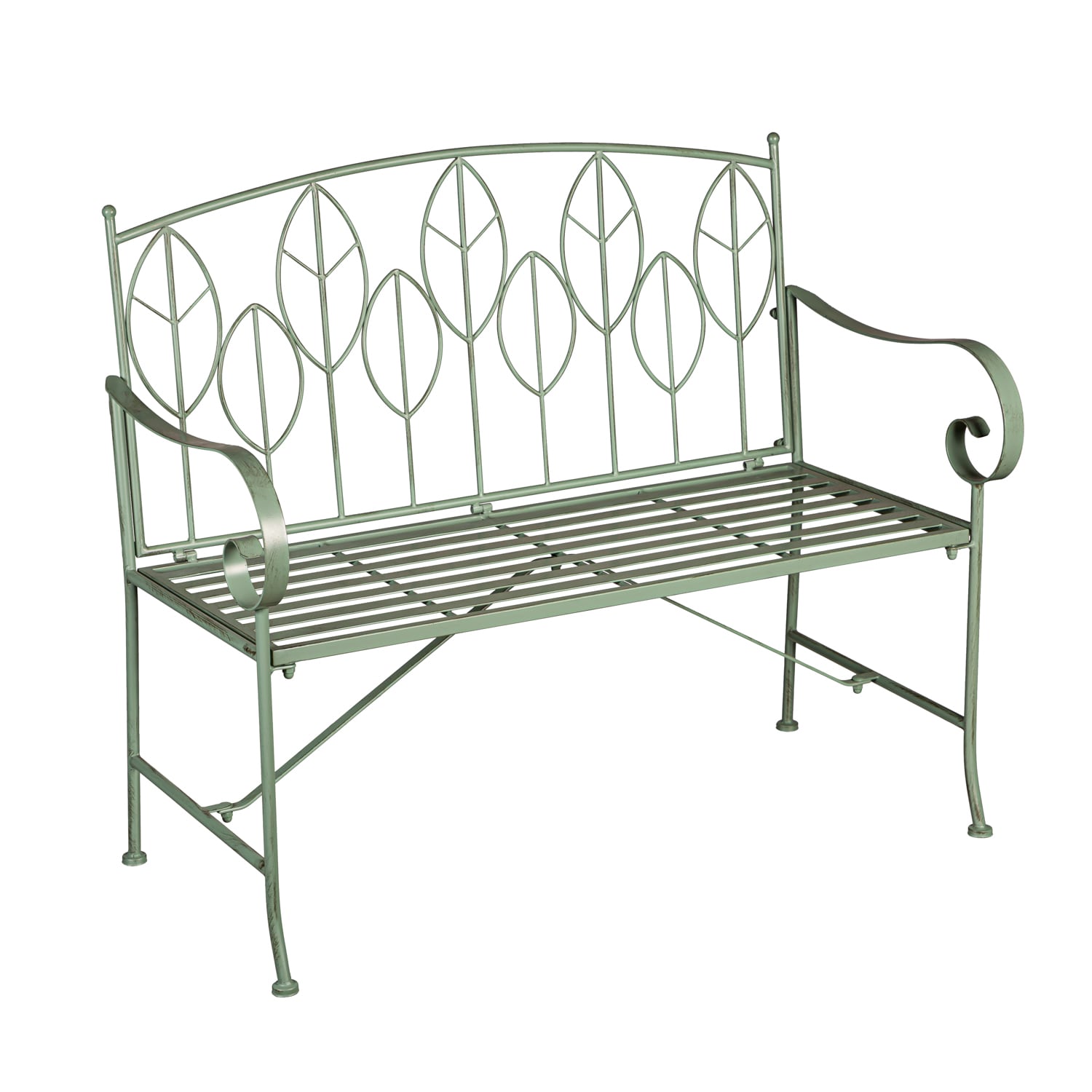 Evergreen 8MB214 41.73-Inches W x 35.63-Inches H Green Iron Garden Bench