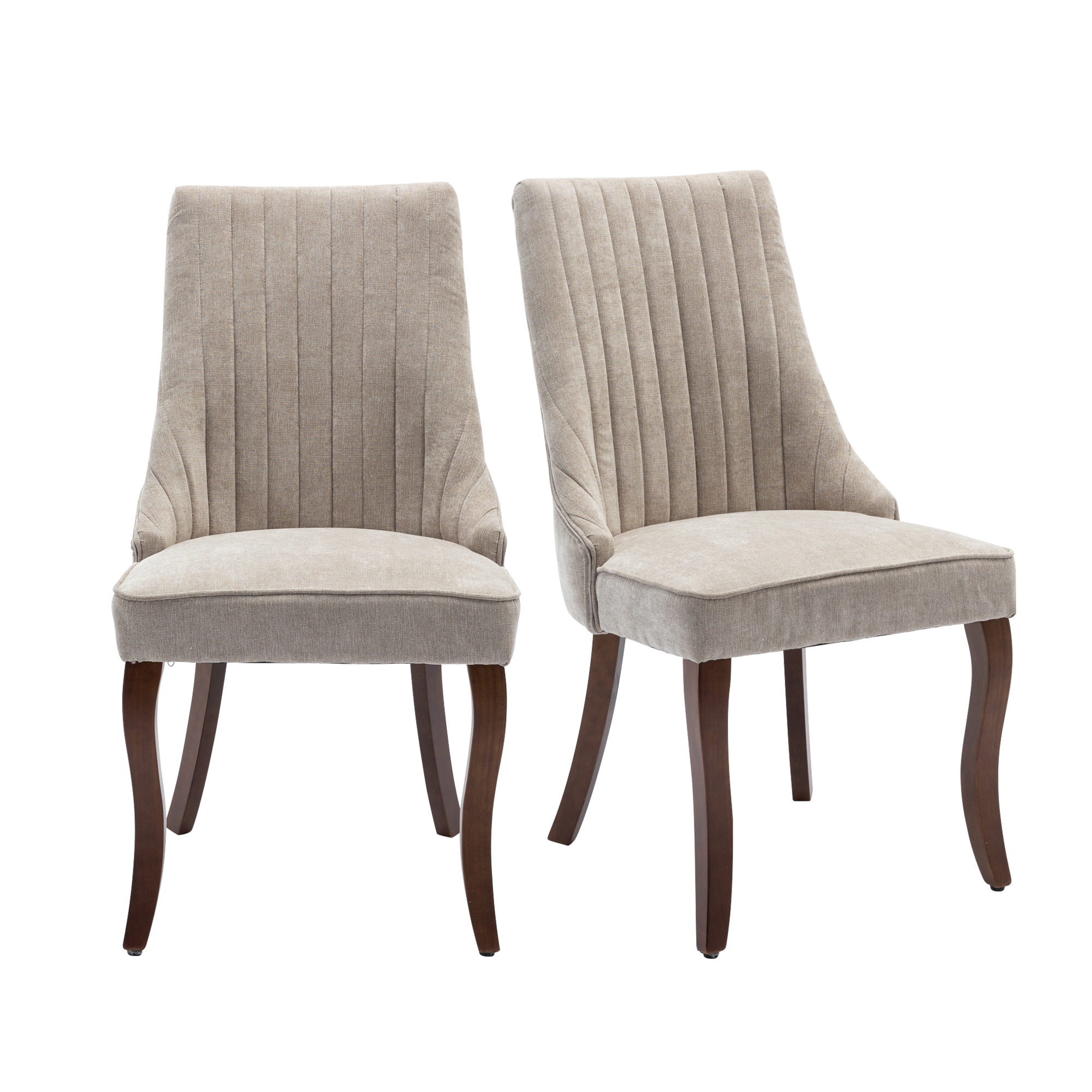 Hrinhom HC-W7001-BEIGE Set of 2 Contemporary/Modern Polyester Upholstered Dining Side Chair (Wood Frame)