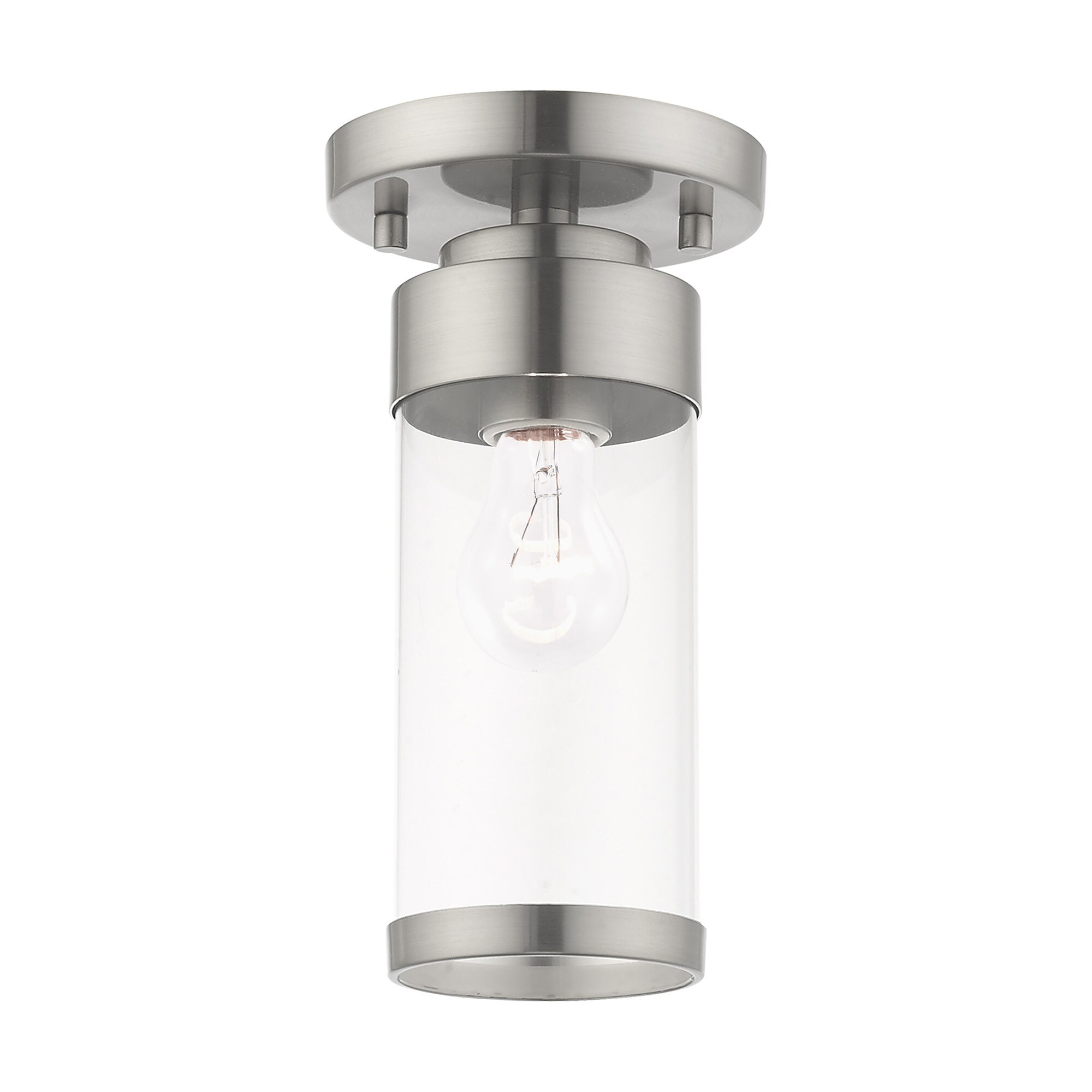 Hillcrest Contemporary Brushed Nickel 1-Light Flush Mount