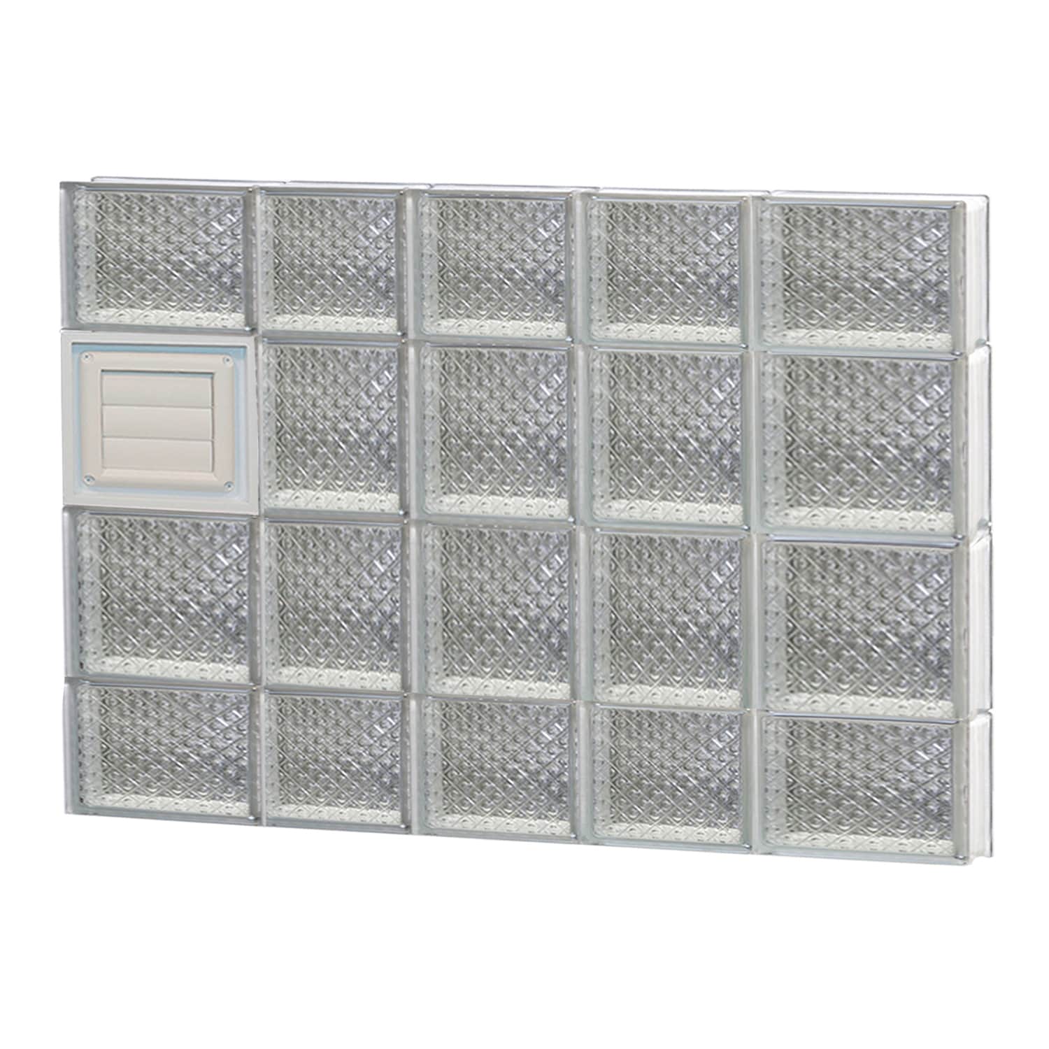 REDI2SET D3428DP Diamond Glass 32-3/4-in x 27-in Frameless Replacement Dryer vent Glass Block Window