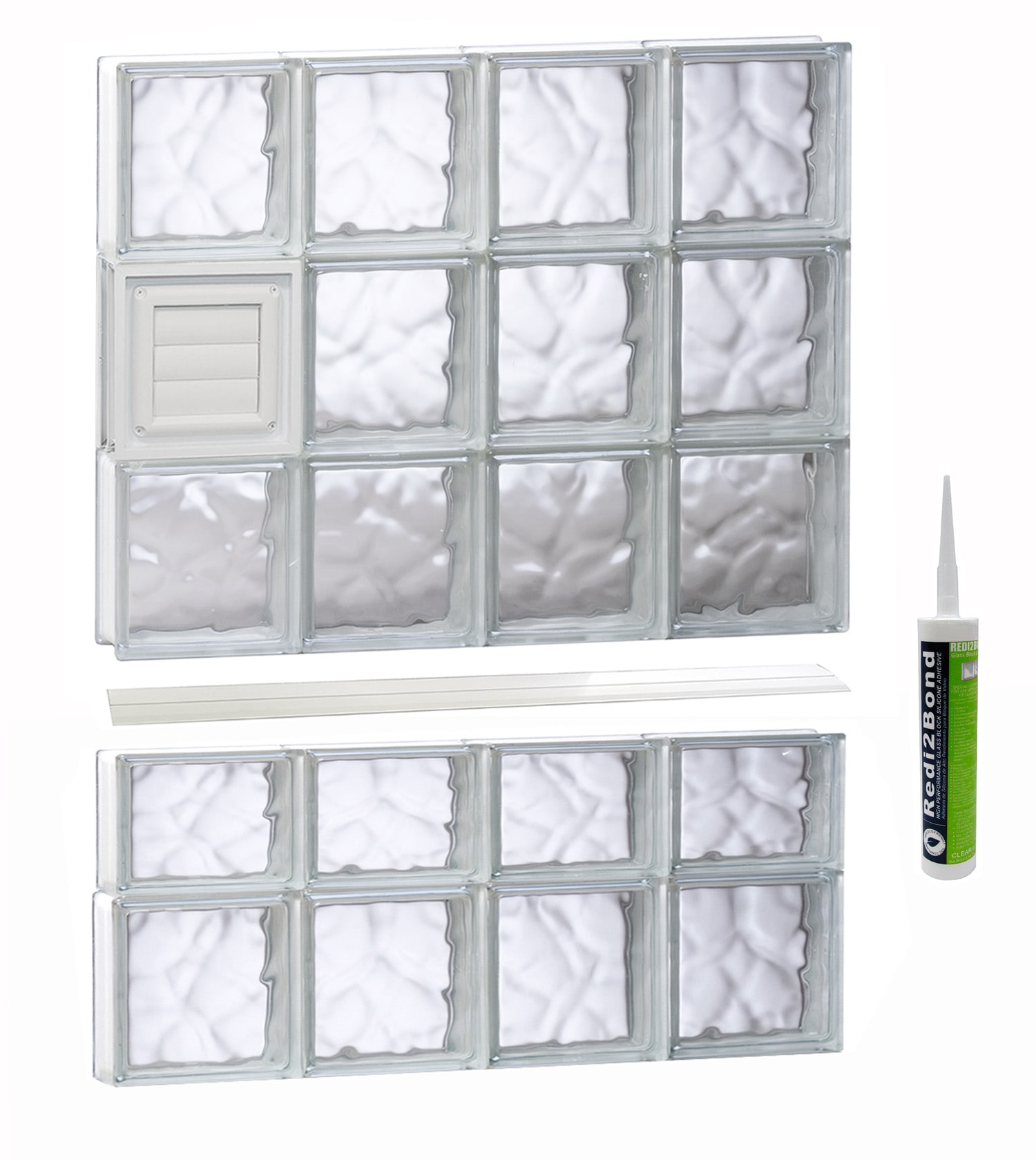 REDI2SET D3238DC Wavy Glass Frameless Replacement Dryer vent Glass Block Window