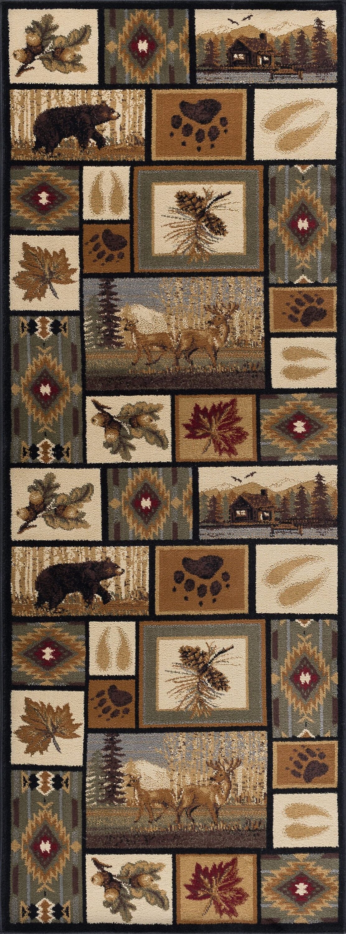 Nature Lodge Blue and Beige Rectangular Area Rug