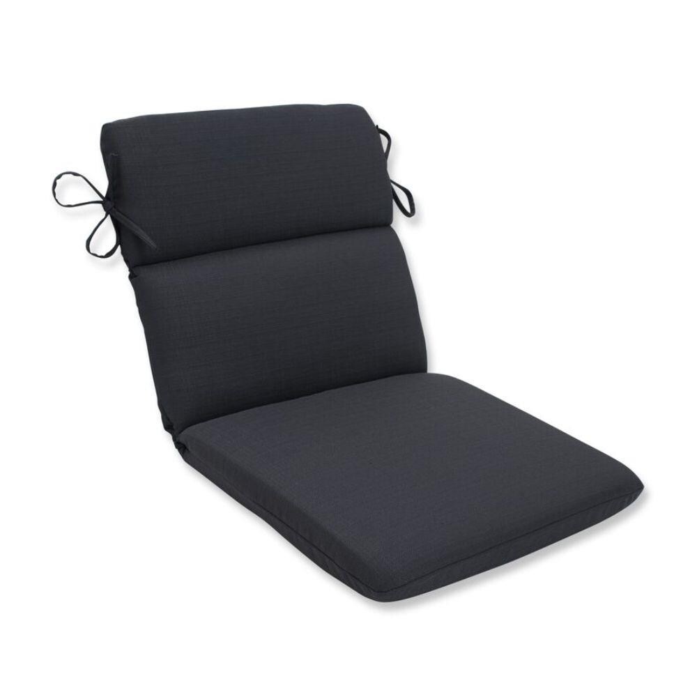 Pillow Perfect Dyed Matte Solid Black Patio Chair Cushion in the Patio