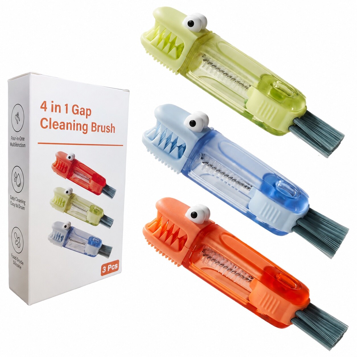 Yichuhaoxi 4 in 1 Silicone Bottle Cleaning Brush Set Multifunction Cup Lid Gap Cleaner Crevice Cleaning Tools for Kitchen Home Travel 3 pcs Multicolor