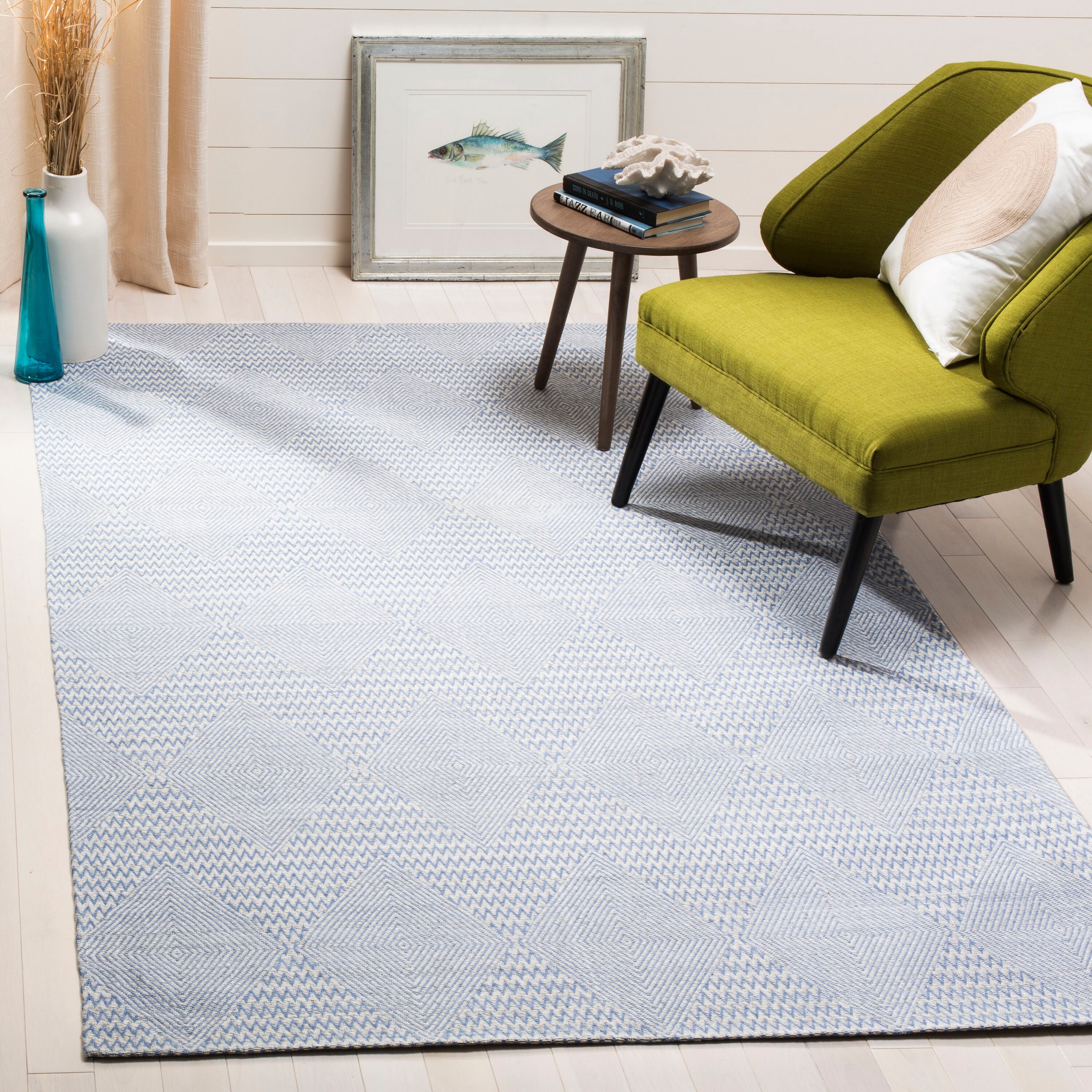 Safavieh MRB304L-3 Marbella Hatsue 3 x 5 (ft) Loomed Synthetic Dark Blue/Ivory Rectangular Indoor Abstract Coastal Throw rug