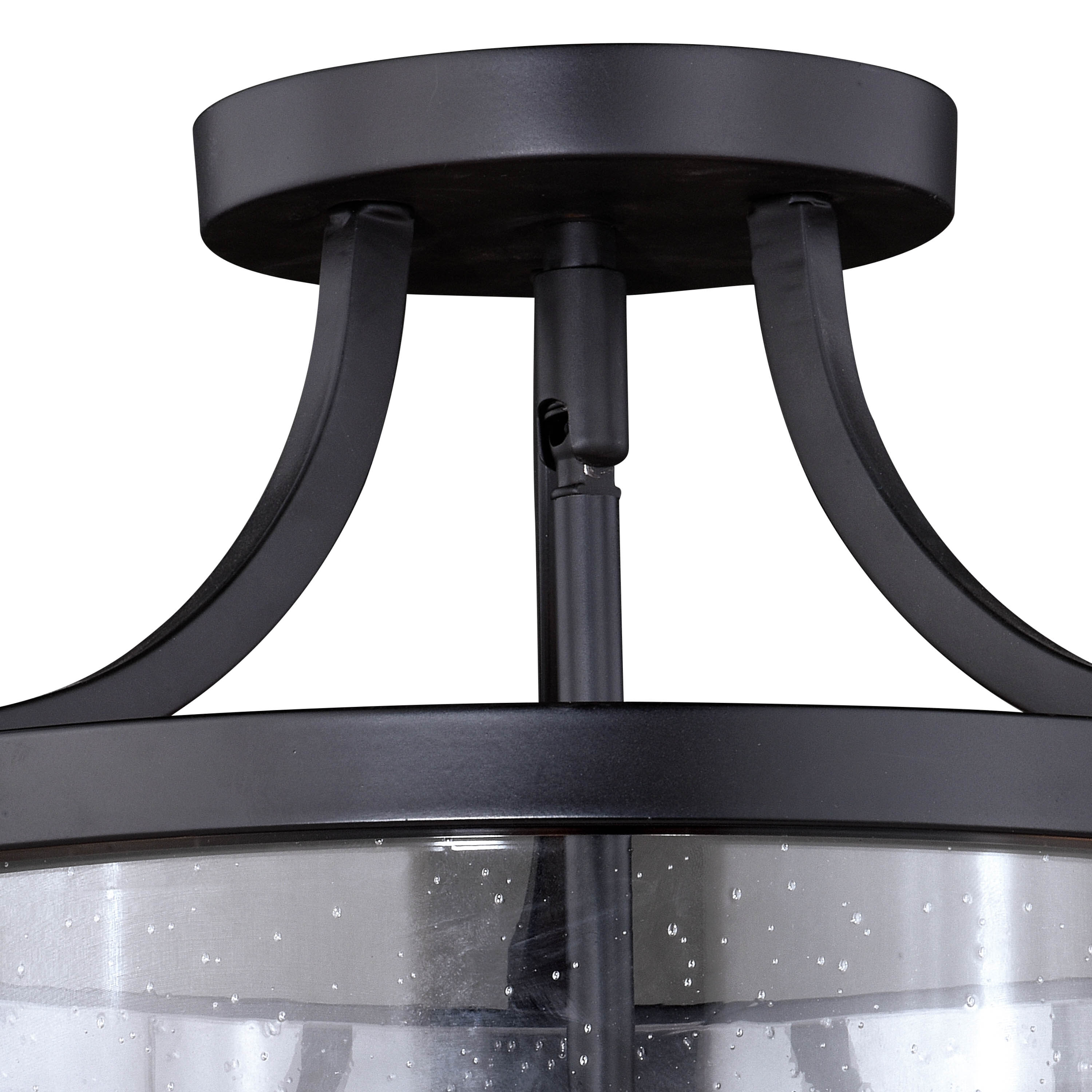 Noble Bronze Industrial Drum Flush Mount with Seeded Glass
