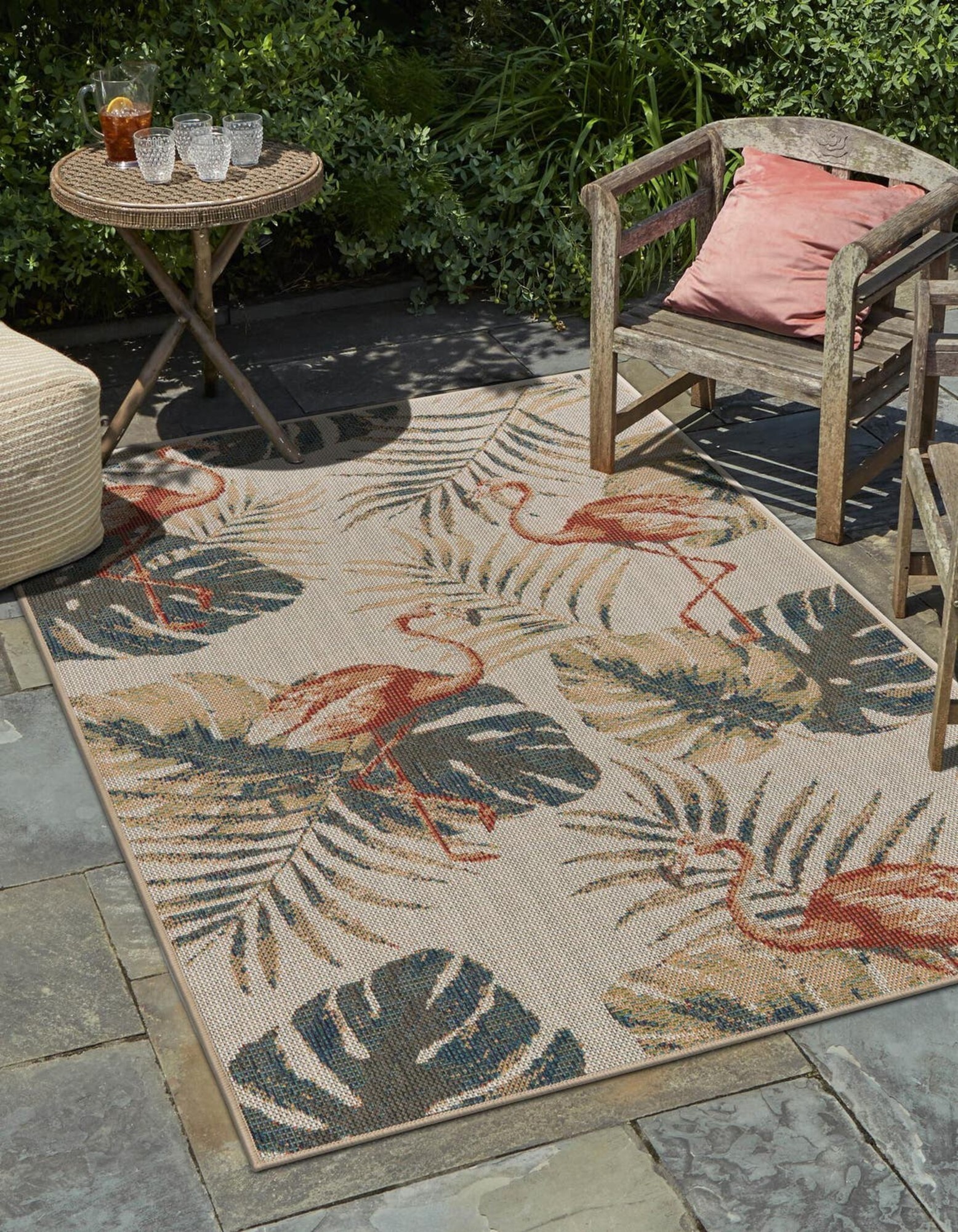 Unique Loom 3176855 Tijuana Baja Outdoor 8 x 10 (ft) Loomed Polypropylene Ivory Rectangular Indoor/Outdoor Floral/Botanical Coastal Area rug