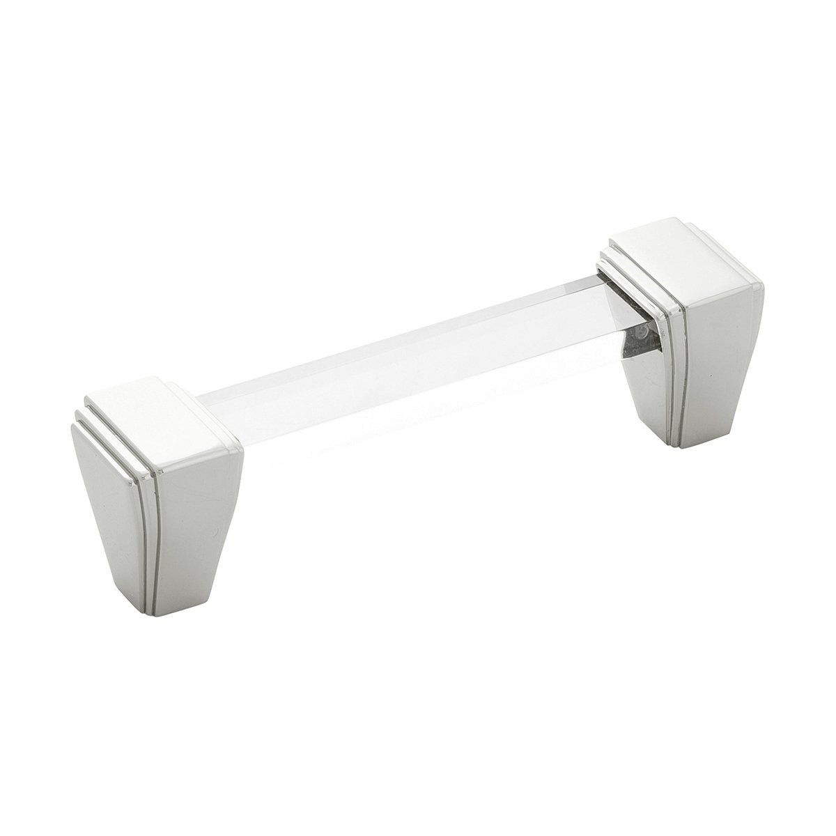 Belwith Keeler B077503-14 Belleclaire 3-3/4-in , 96mm Center to Center Crysacrylic with Polished Nickel Dual Mount Rectangular Handle Drawer Pull