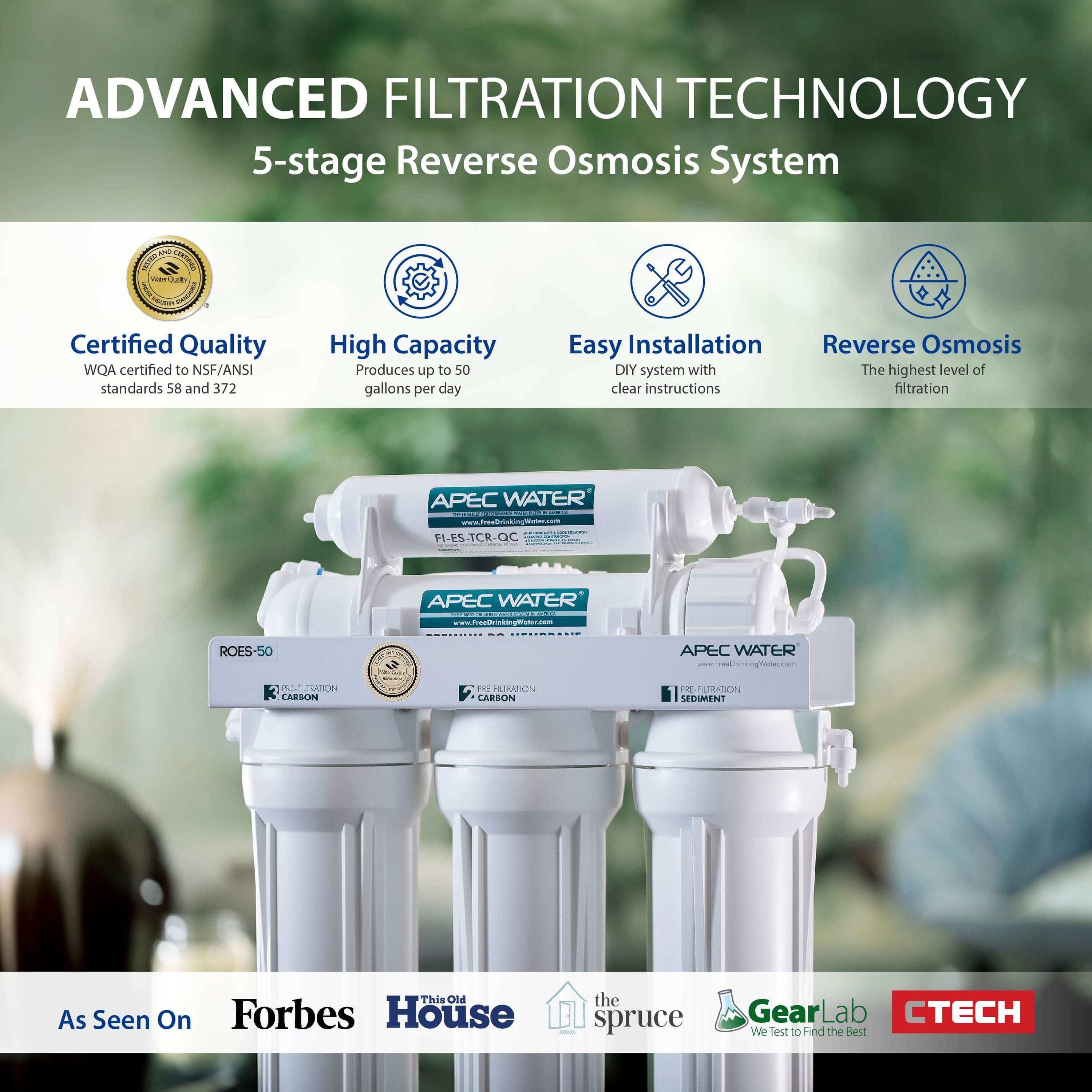 APEC Water ESSENCE 5-stage Mechanical Filtration Reverse Osmosis Filtration System