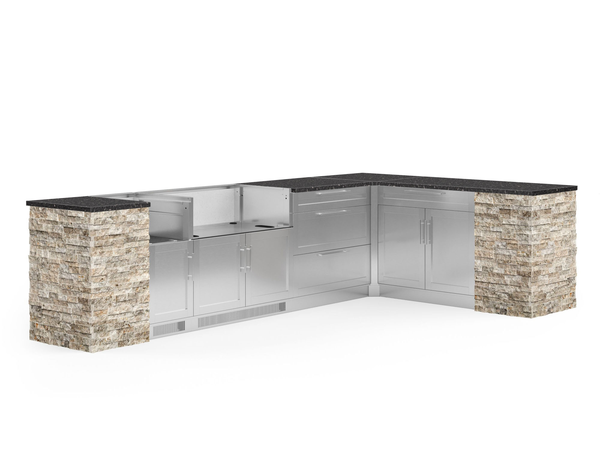 NewAge Products 69607 Signature Series Stainless Steel 11 -Piece 137.94-in W x 25.5-in D x 37-in H Modular Outdoor Kitchen Set