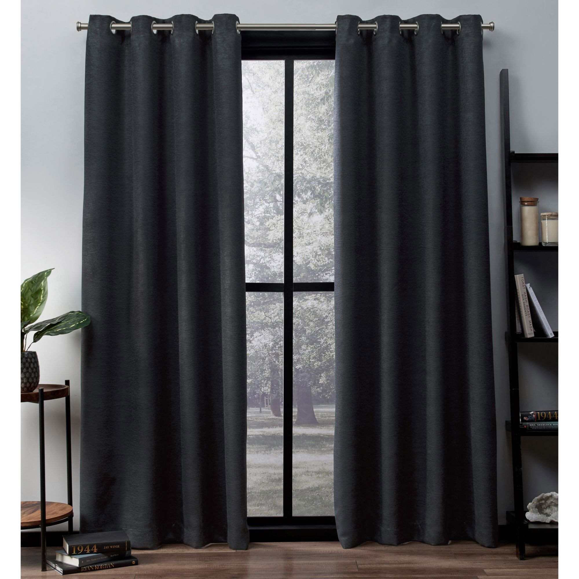Exclusive Home EH8209-02 2-108G 108-Inches Charcoal Room darkening Interlined Grommet Curtain panel pair