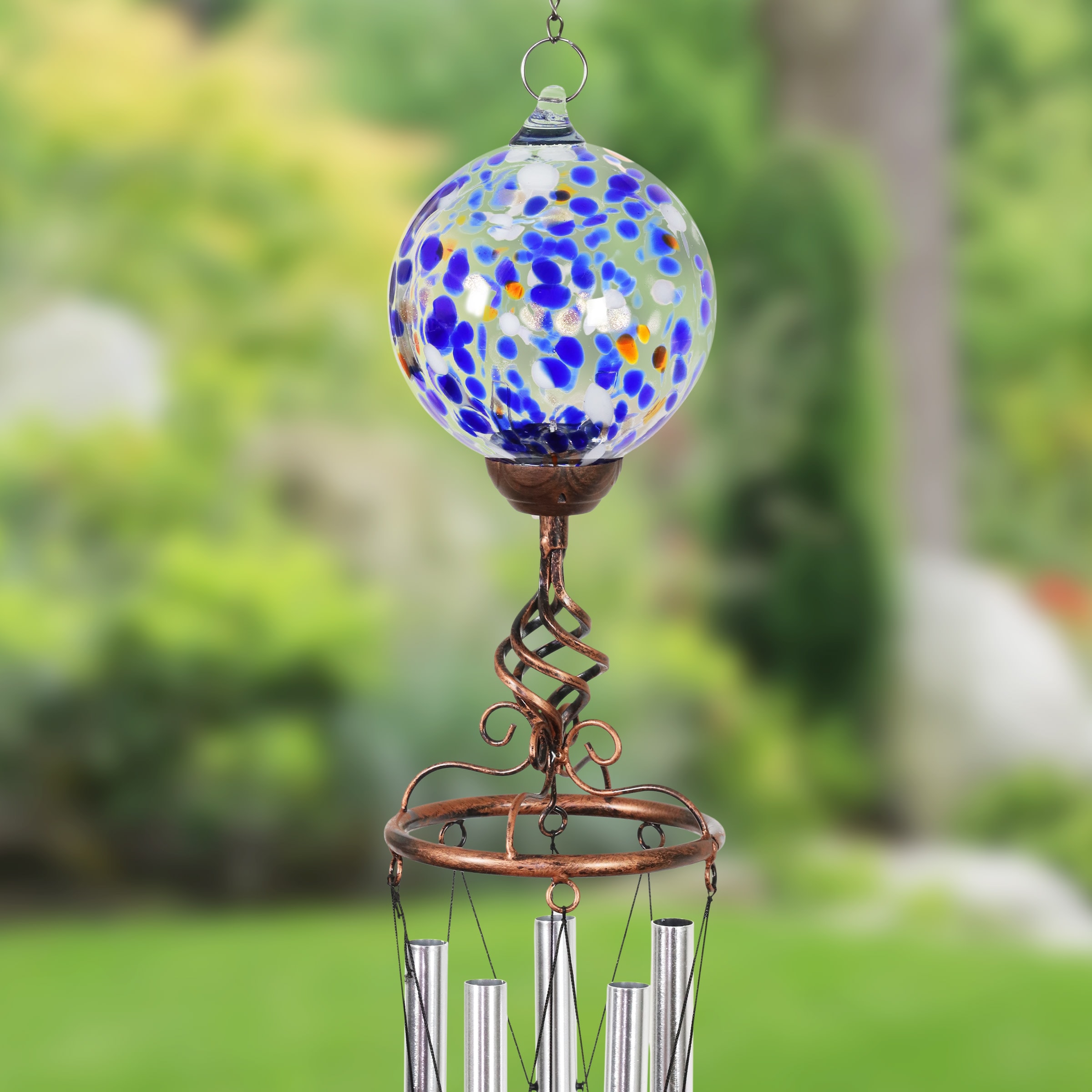 Exhart 46.3-in Blue Metal Modern Wind Chime in the Wind Chimes ...