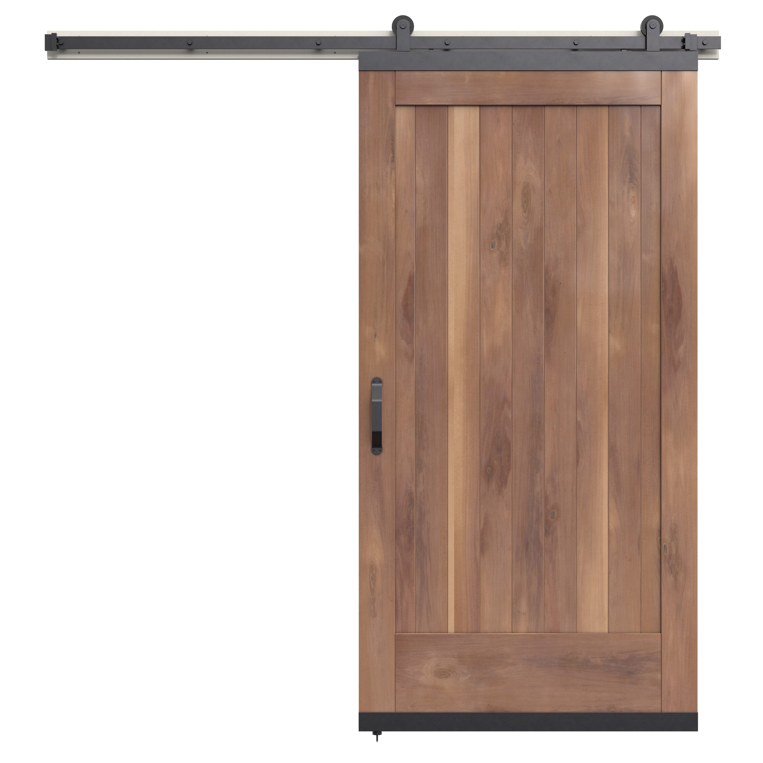 JELD-WEN LOWOLJW248000052 42-in x 80-in Clear Plank Walnut Wood Solid core Single Barn Door (Hardware Included)