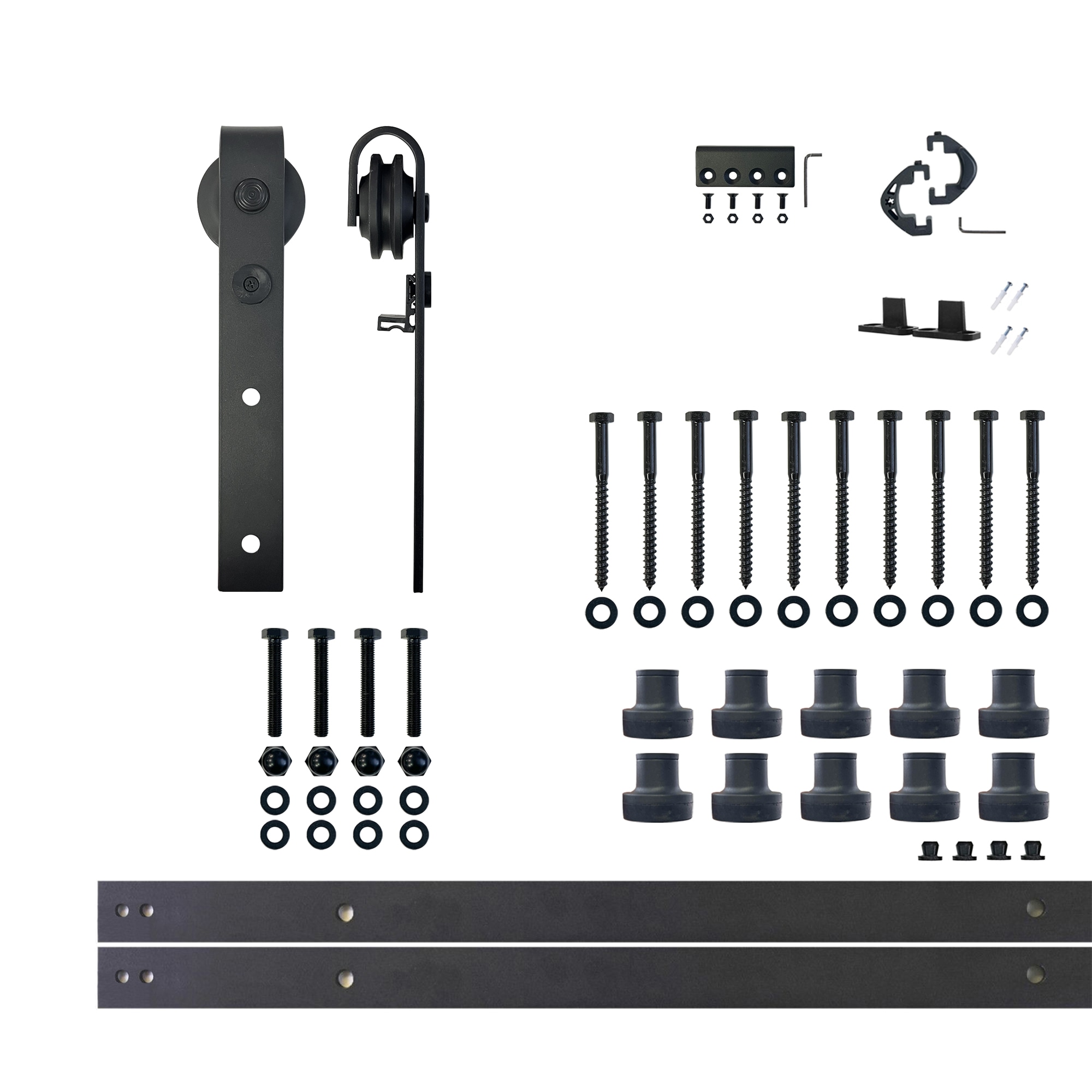 HOMACER YT1TGH168C 168-in Rustic black Black Indoor J-strap Single Barn door hardware kit